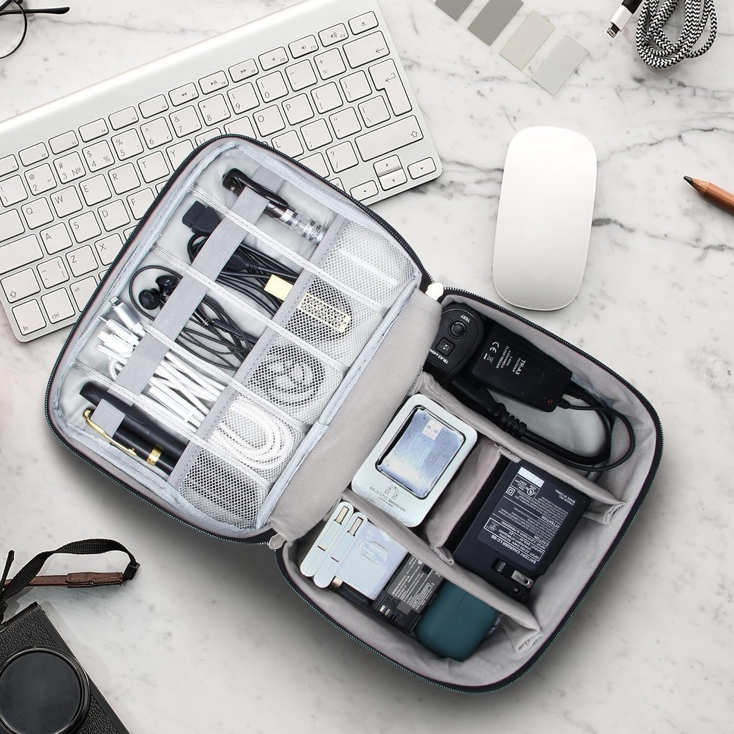 Electronic Organizer Travel Case, Small Travel Cord Organizer Case Portable Waterproof Cable Organizer Bag for Charger, Cord, USB, Power Bank, Earphone