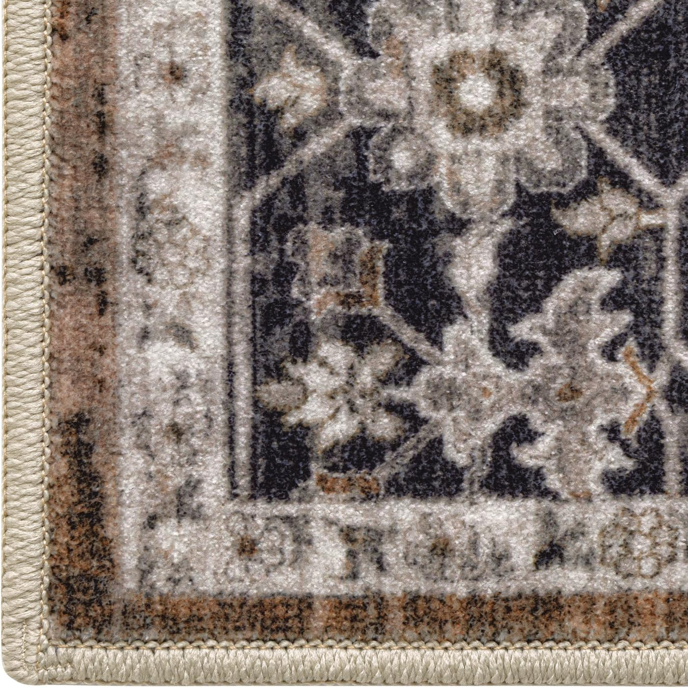 DEXI Area Rug Washable 152 X 244 Cm, Non Slip Living Room Rugs Low Pile, Soft Floral Accent Carpet for Rustic Vintage Farmhouse Bedroom Hallway Dining Hardwood Floors, Brown image number 5