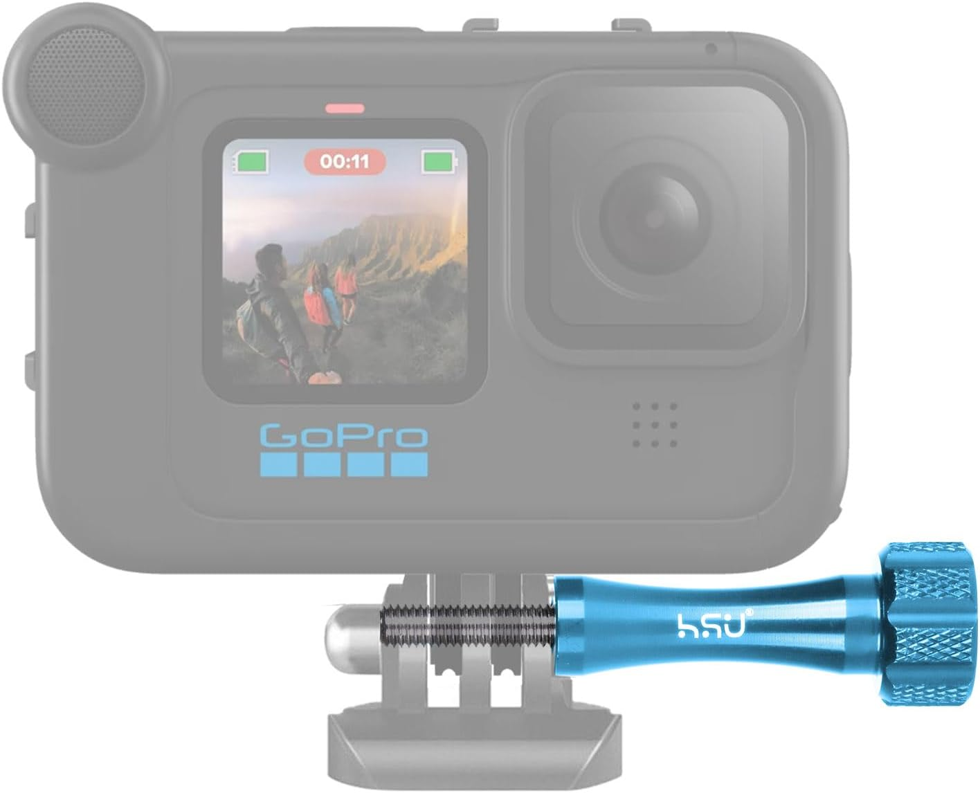 HSU Aluminum Alloy Extension Long Thumbscrews + Wrench for Gopro Hero 13, 12, 11, 10, 9, 8, 7, 6, 5, 4, Compatible with Gopro Media Mod, AKASO Campark and Other Action Cameras (Blue)