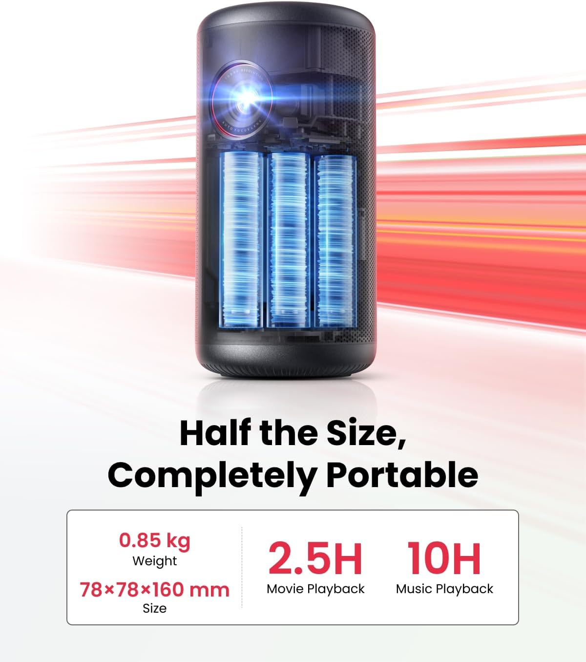 NEBULA Capsule 3 GTV Projector, Netflix Officially Licensed, 1080P Smart Mini Projector with Wi-Fi, 2.5 Hours of Playtime, 120-Inch Display, Dolby Digital, Ultra Portable for Any Space image number 3