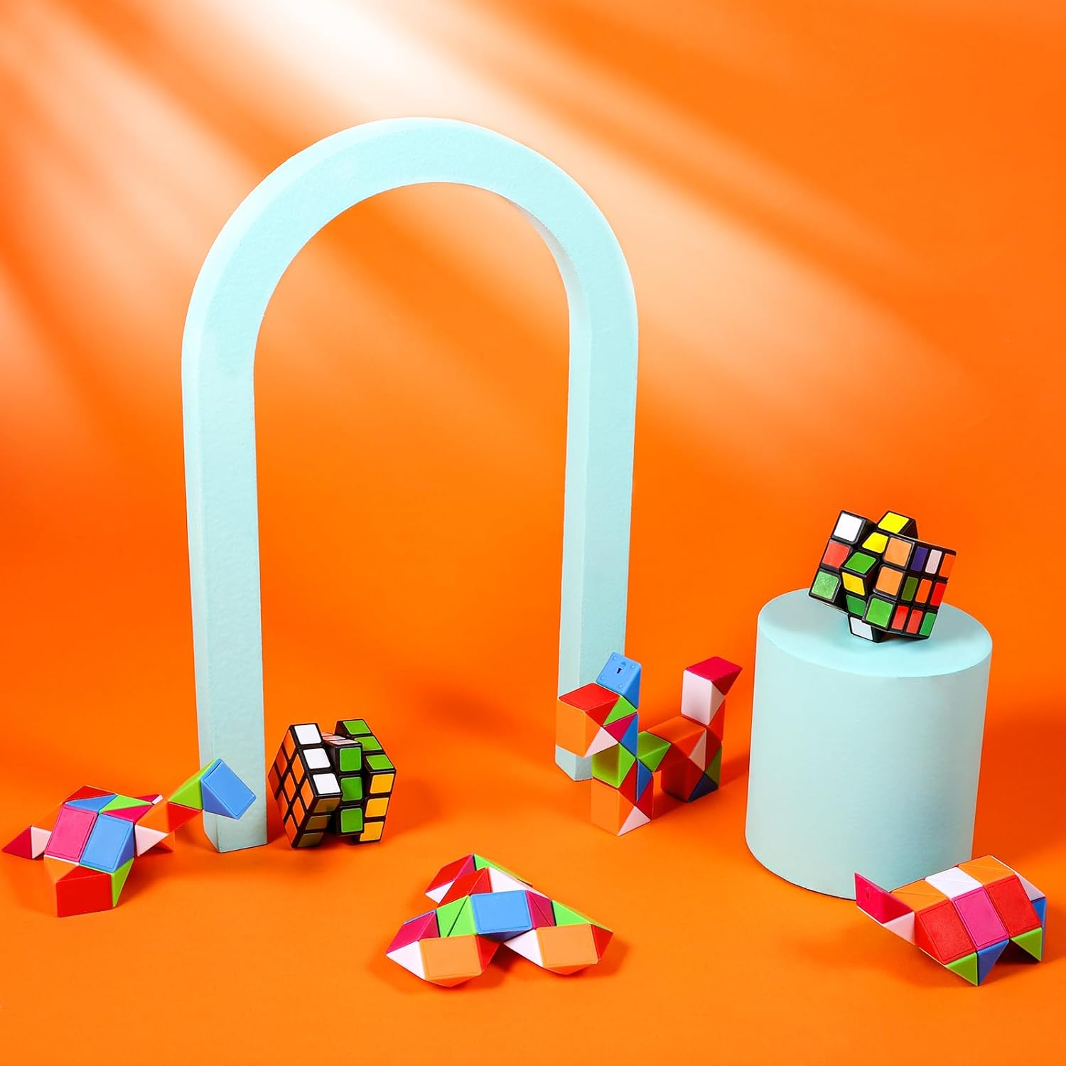 24 Pcs Mini Cubes Bulk, Puzzle Cube & Fidget Snake Cube Party Favors, 1.18In 3&times;3&times;3 Cube Set, Stress Relief Toys, Birthday Party Gifts, School Rewards Classroom Prize, Stocking Stuffers for Kids image number 1