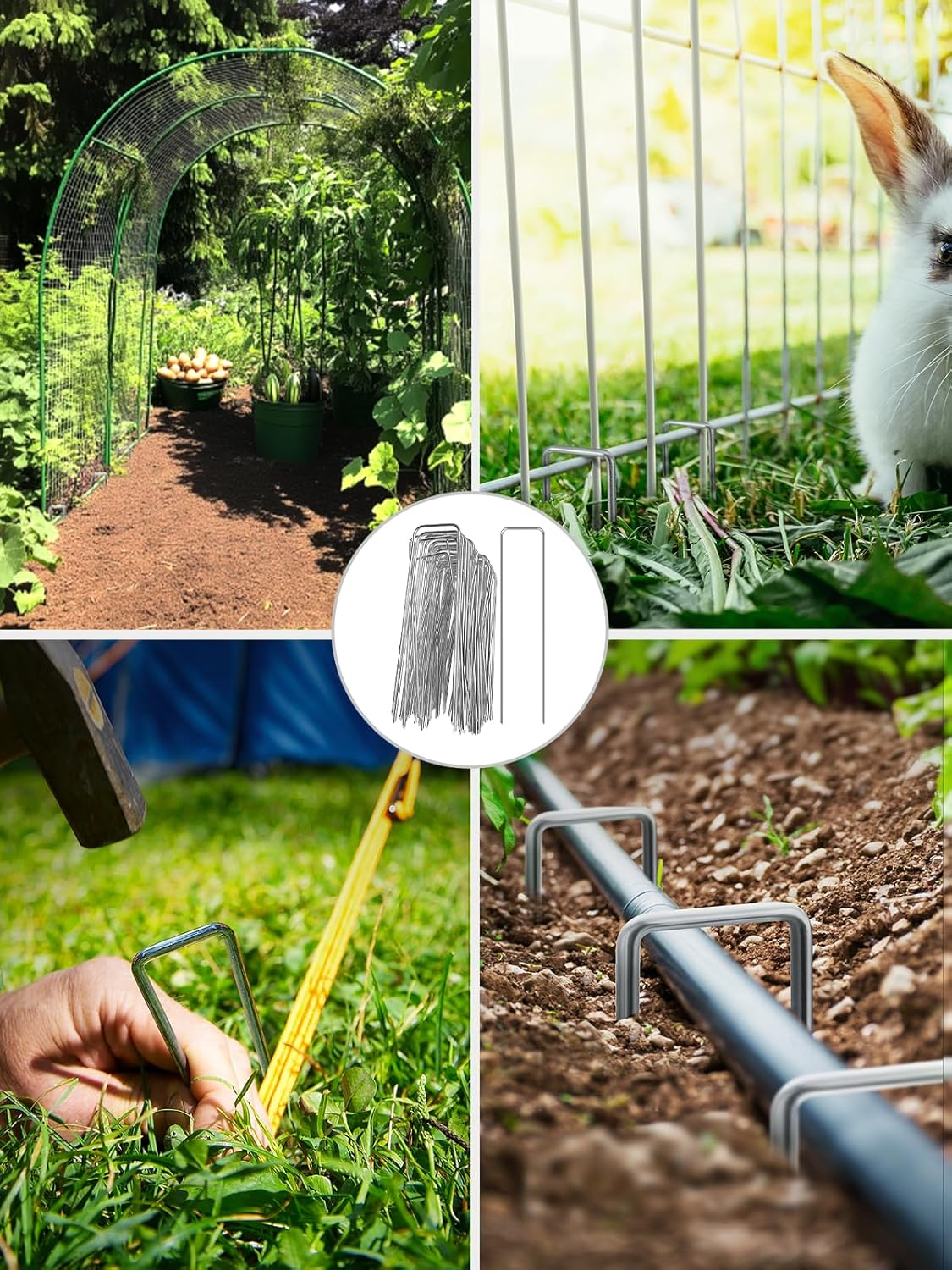 100-Pack 6 Inches Heavy Duty 11 Gauge Galvanized Steel Garden Stakes Staples Securing Pegs for Securing Weed Fabric Landscape Fabric Netting Ground Sheets and Fleece