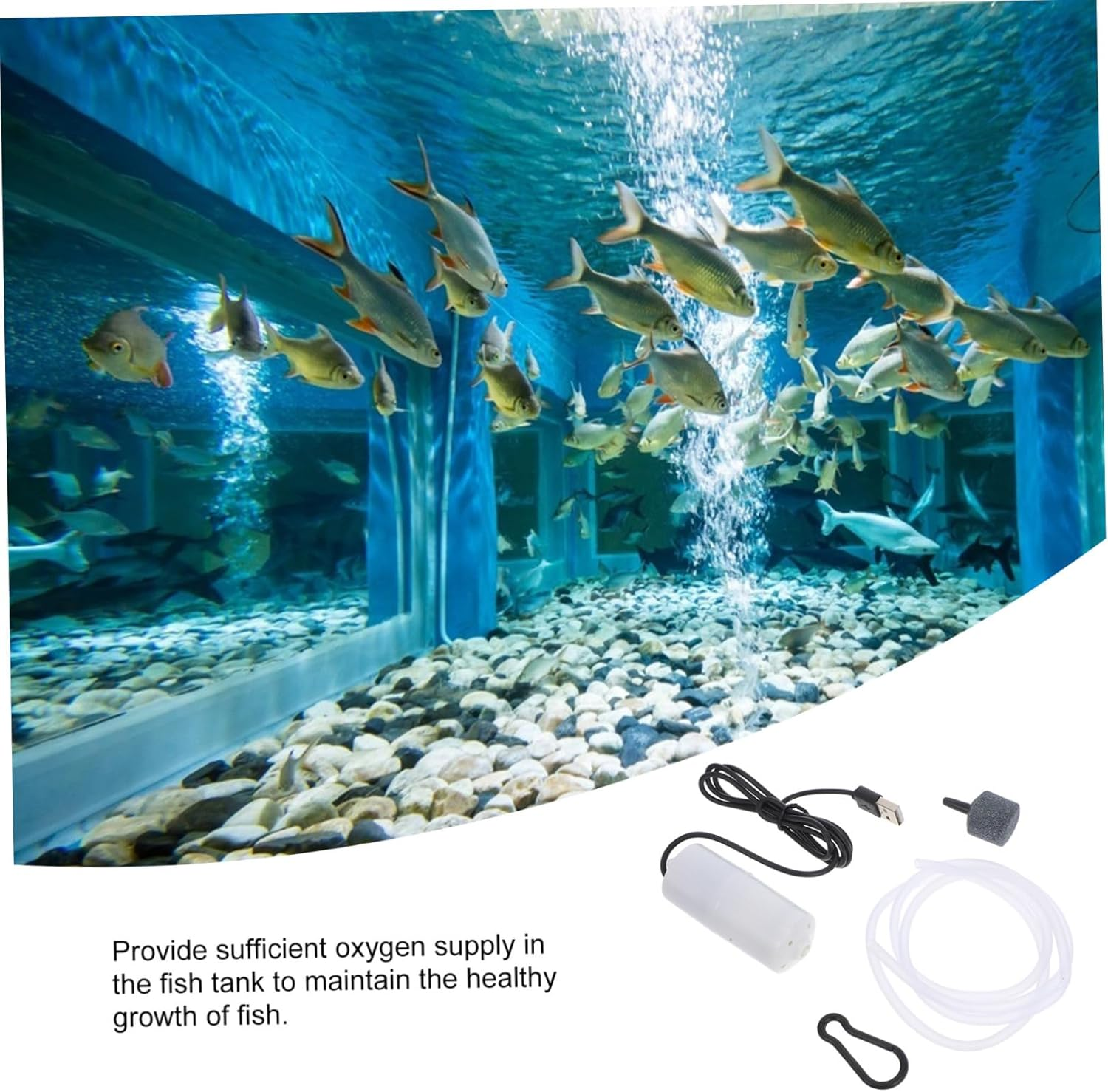 COHEALI Portable USB Small Aquarium Air Pump Silent Oxygen Aerator for Fish Tank with Shock-Absorbing Pad Efficient Plastic Bubbler for Indoor Aquatic Plants and Pets