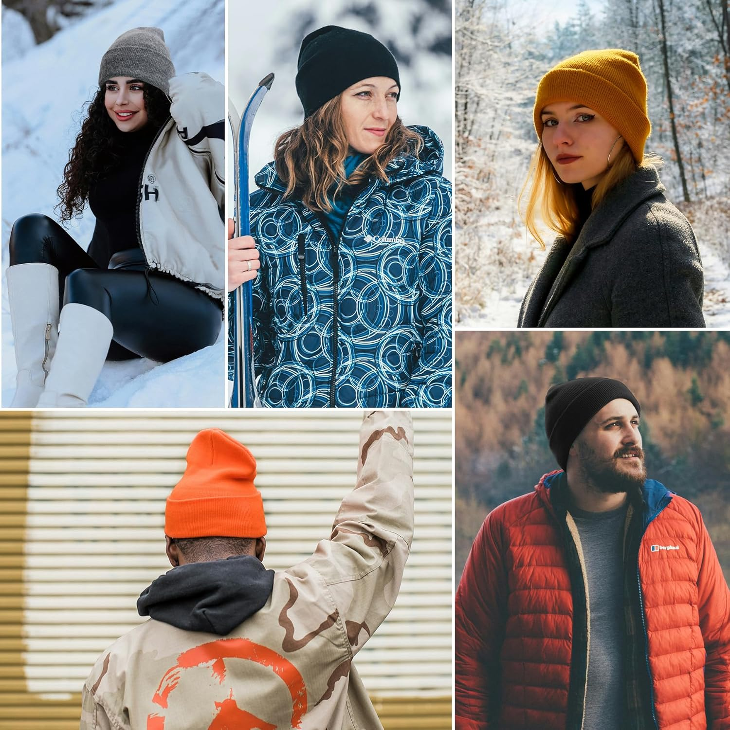 ANTI-REBOUNDUMBRE Satin Lined Beanie for Women Men Winter Hat Silk Lining Warm Cuffed Beanie Knit Hats image number 6