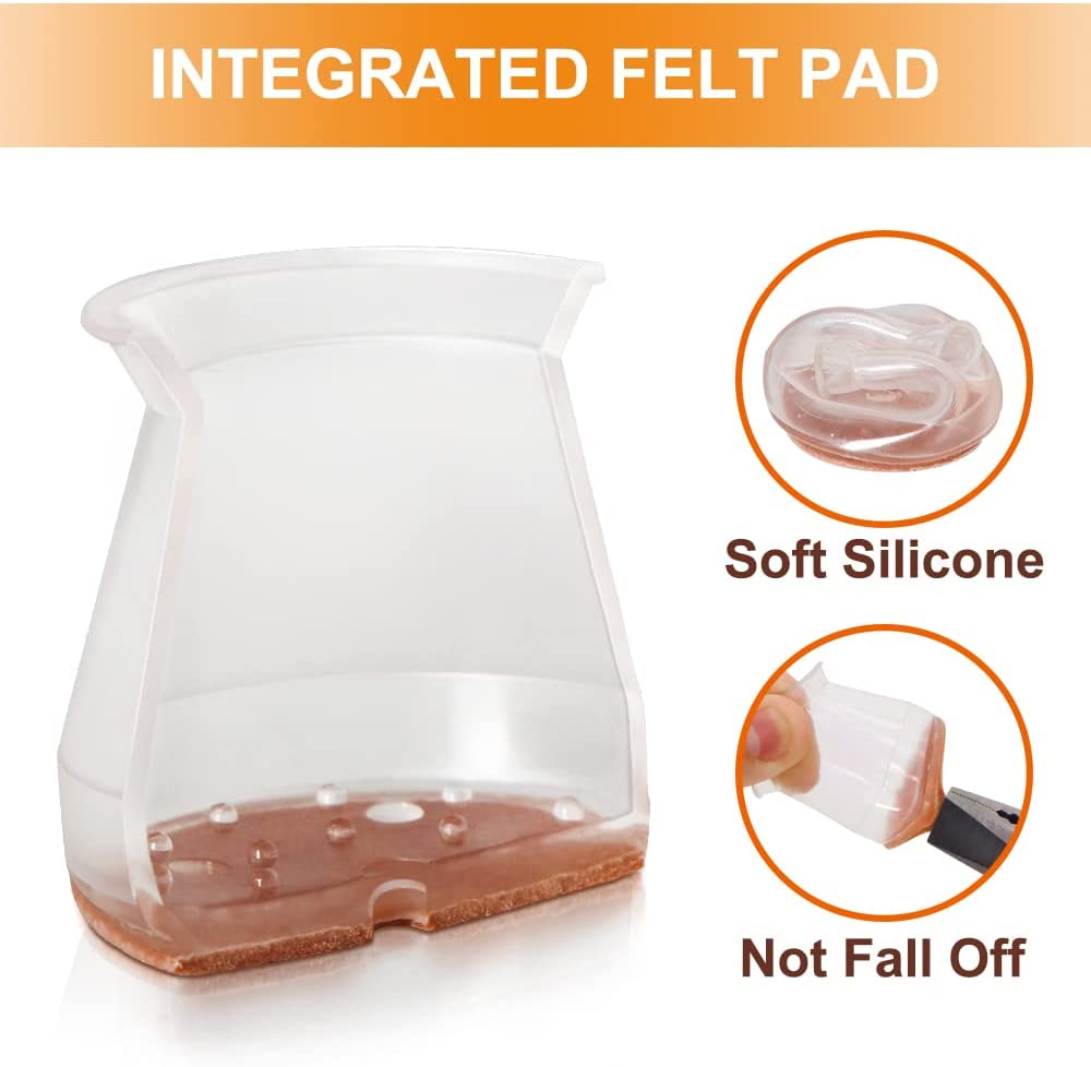 32 Pcs Chair Leg Floor Protectors for Hardwood Floors Silicone Covers to Protect Wood Tile Floors Scratches Felt Pads Furniture Leg Caps No Noise (Small-Clear) image number 3