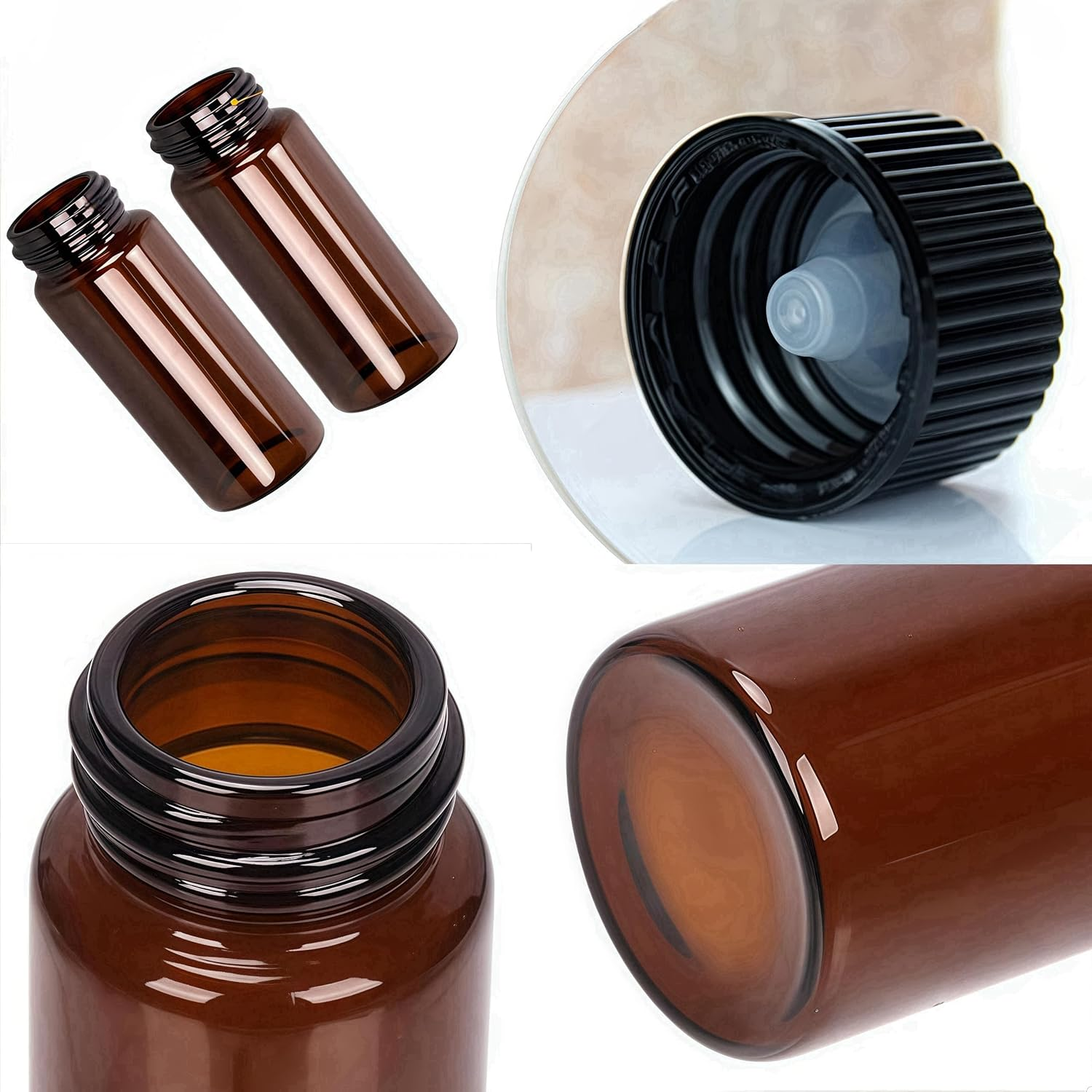 20Ml Amber Glass Vials,12 Pcs Screw Cap Beads Bottles,Bottle Test Tubes,Sample Vials,Containers Flat Test Tubes Solid Bottle, Refillable Empty,For Essential Oils, Perfume, Leak Proof Travel(Brown)