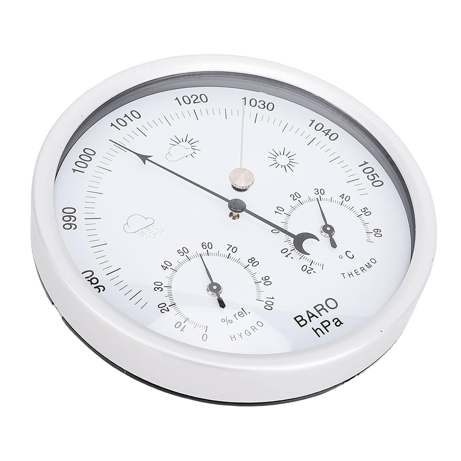 Fdit Wall Mount Weather Station, Easy to Clean Horizontally Vertically Hanging round Weather Station for Indoor Outdoor Use