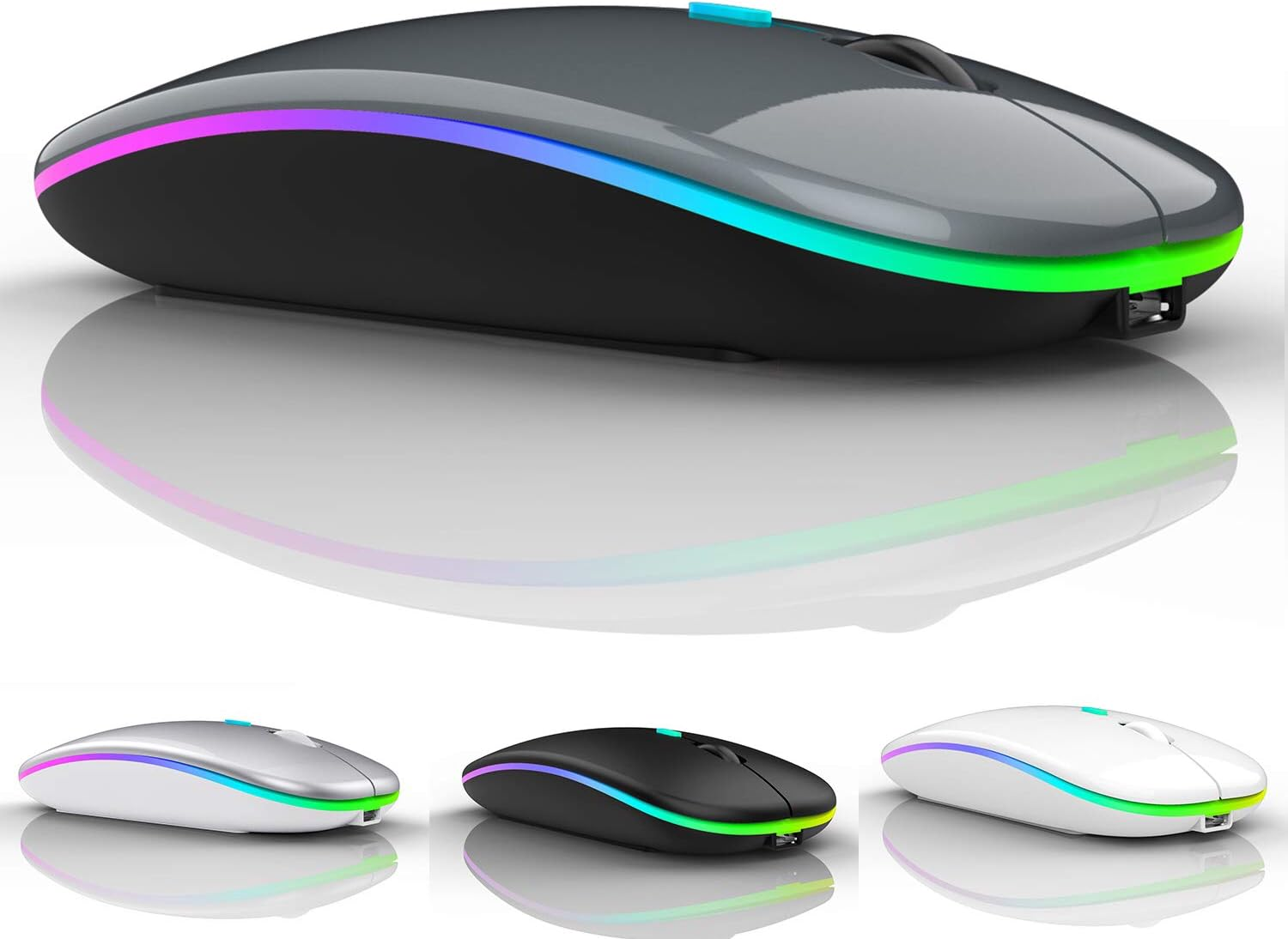 Bluetooth Mouse for Ipad, Macbook Air/Mac/Macbook Pro/Mini/Ipad Pro/Imac/Laptop, Rechargeable Wireless Mouse for Macbook Air/Macbook Pro/Chromebook/Laptop/Pc (White)