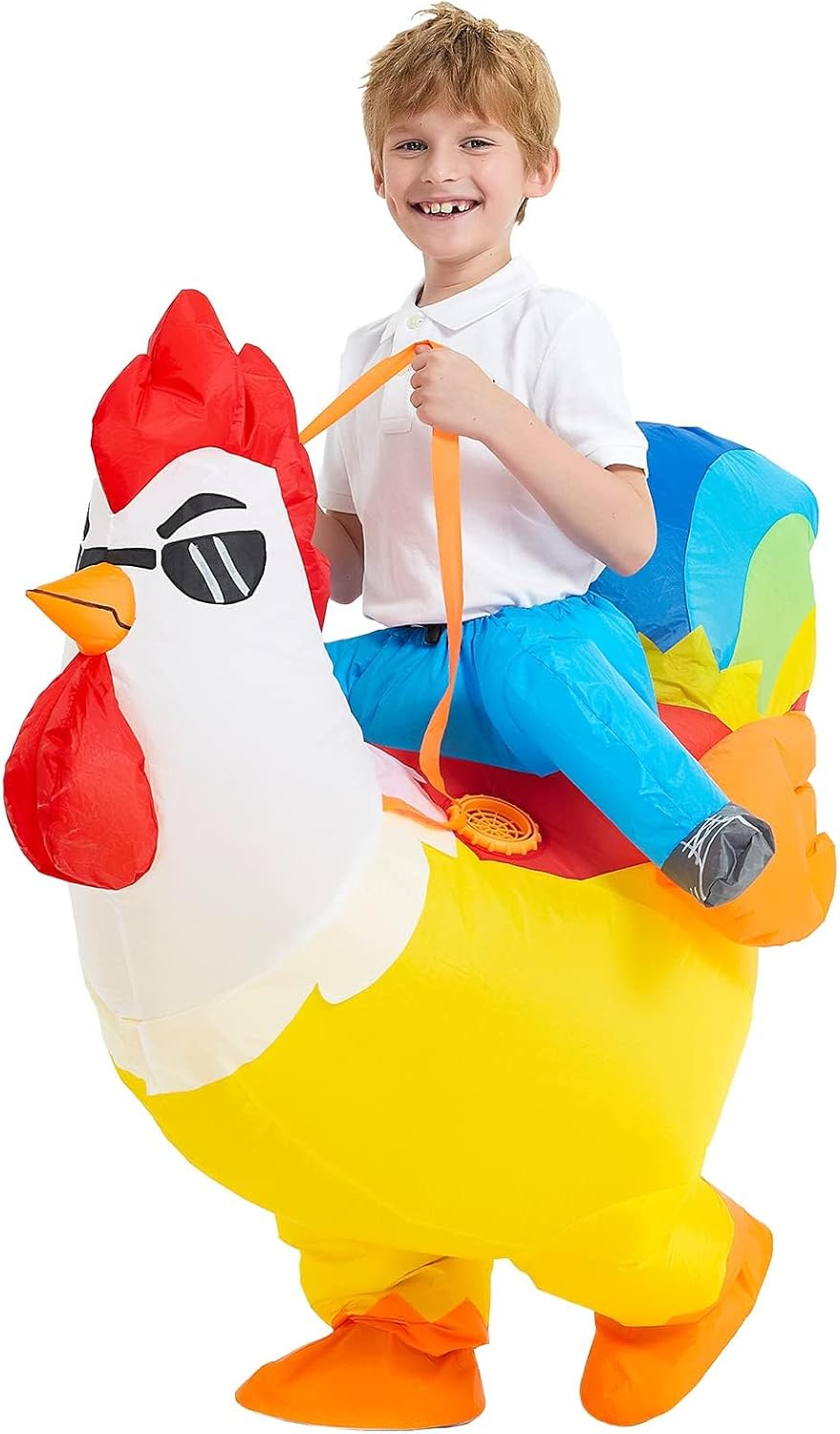 Kapeicamper Inflatable Chicken Costume - Funny Rooster Riding Halloween Blow up Costume for Men and Women