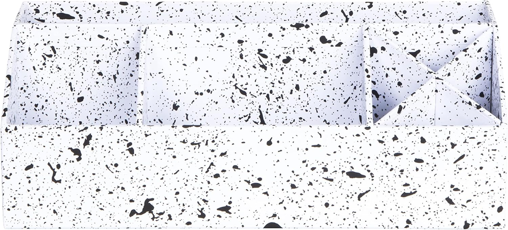 BIGSO BOX of SWEDEN ELISA Desk Organiser with 4 Compartments - Organiser System for Notes, Paper Clips, Pens Etc. - Fibreboard and Paper in Linen Look - Grey