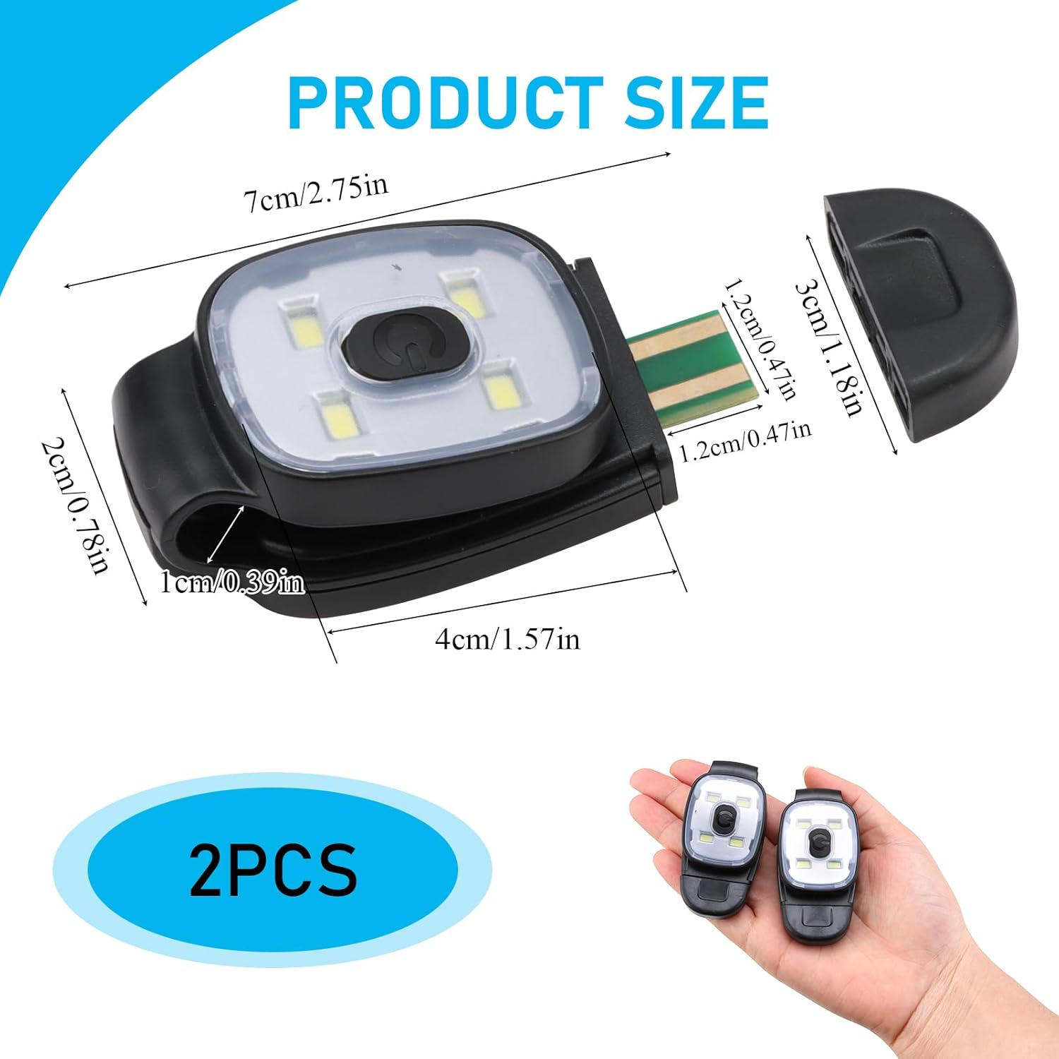 2 Pack Clip on Torch/Flashlight, LED Running Lights for Runners USB Rechargeable Safety Lights for Walking at Night Hands Free Running Chest Light Dog Walking Hiking Joggers [Energy Class A++] image number 2