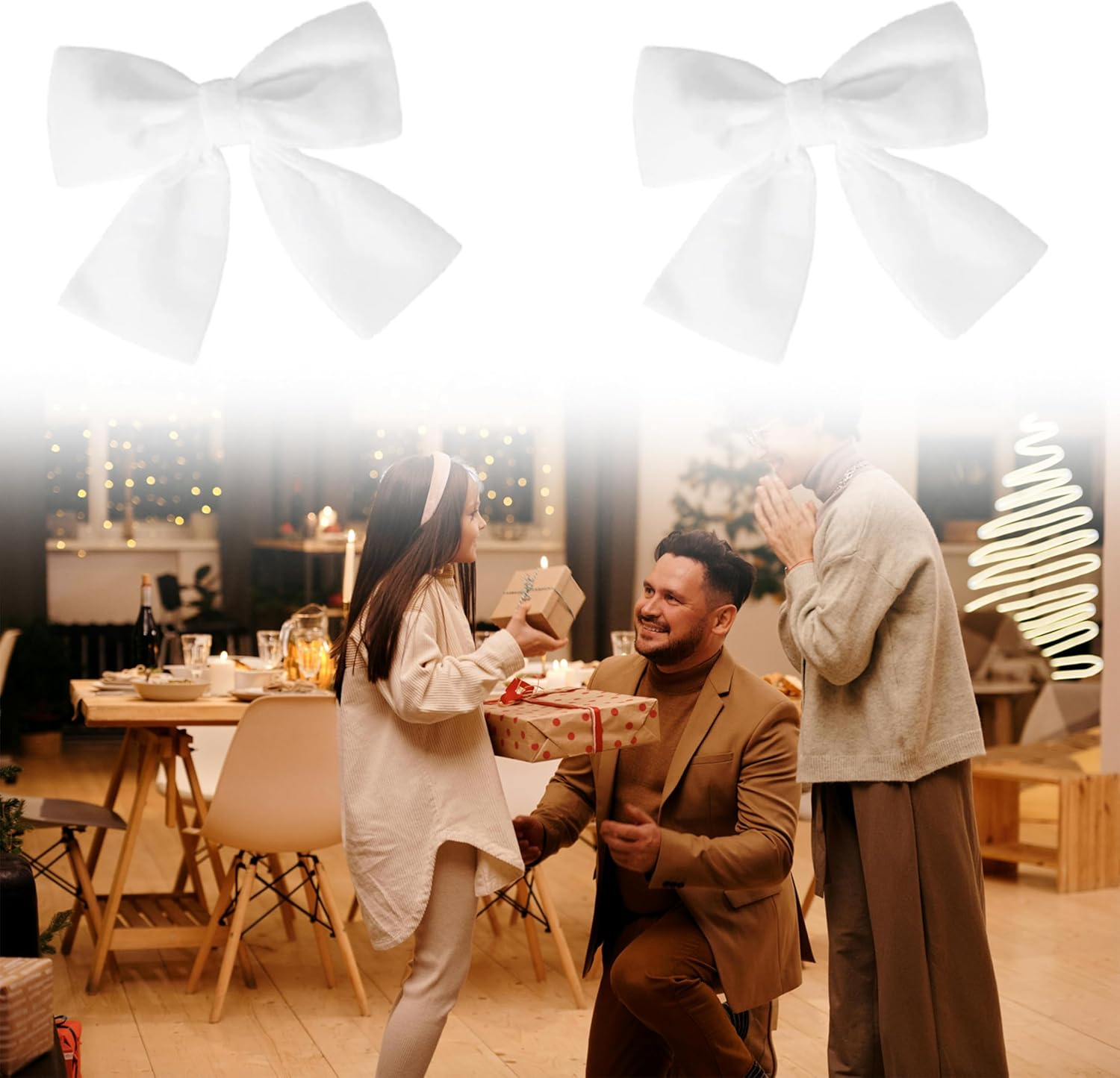 SANTUO Elegant Hair Bow Hair Clip - 2 Pieces Hair Clip Bow for Women & Girls, Vintage Velvet Hair Bows Accessory in (White) image number 5