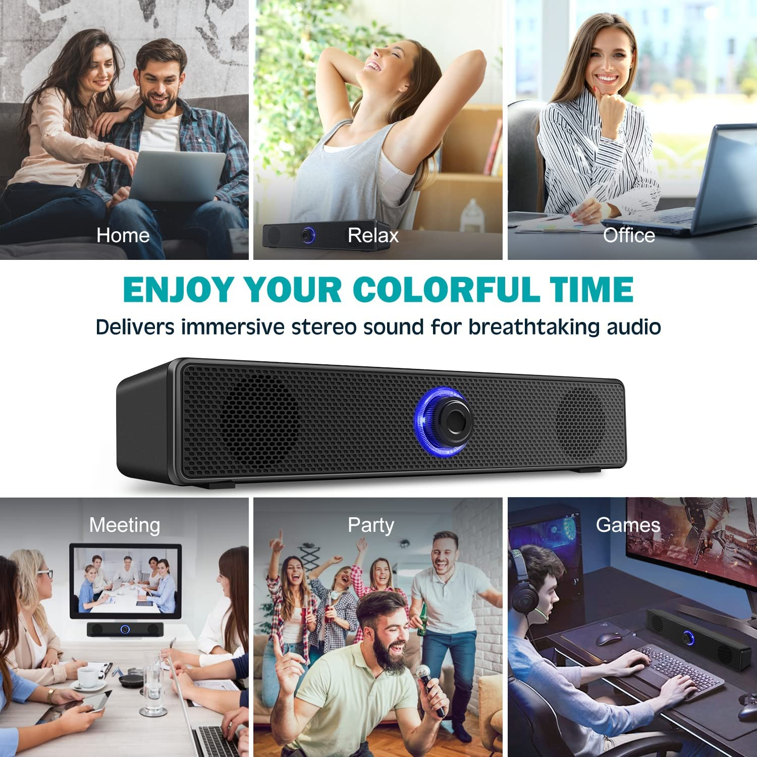 Computer Speakers, PC Wired Desktop Speakers 2.0 Stereo Sound USB Powered Laptop Speakers for Computer, Desktop, Tablet, PC, Mac, Pad, Cellphone and More [2021 Version] image number 3