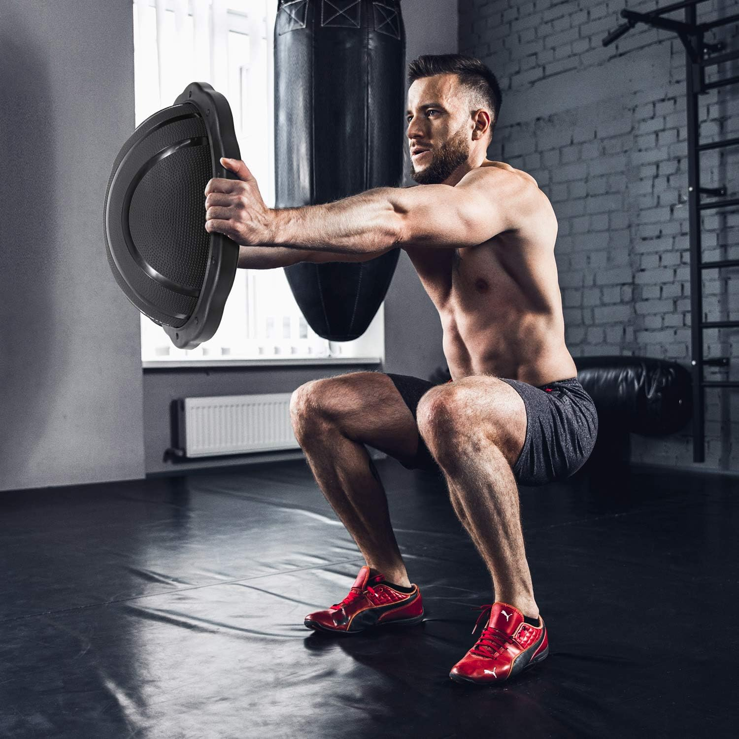 Yes4All Balance Board Trainer, Smooth Surface and Thick TPE Covered Roller; Wooden Trainer Board for All Training Level, Stability and Core Strength image number 1