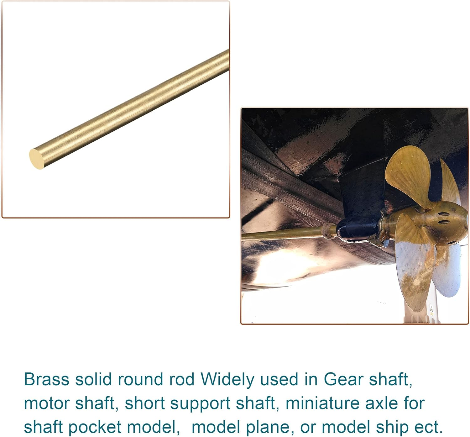 Uxcell Brass Rod,Brass Solid round Rod 4Mm Diameter 352Mm Length Lathe Bar Stock for RC Model Airplane Helicopter DIY Craft Pack of 6Pcs image number 2