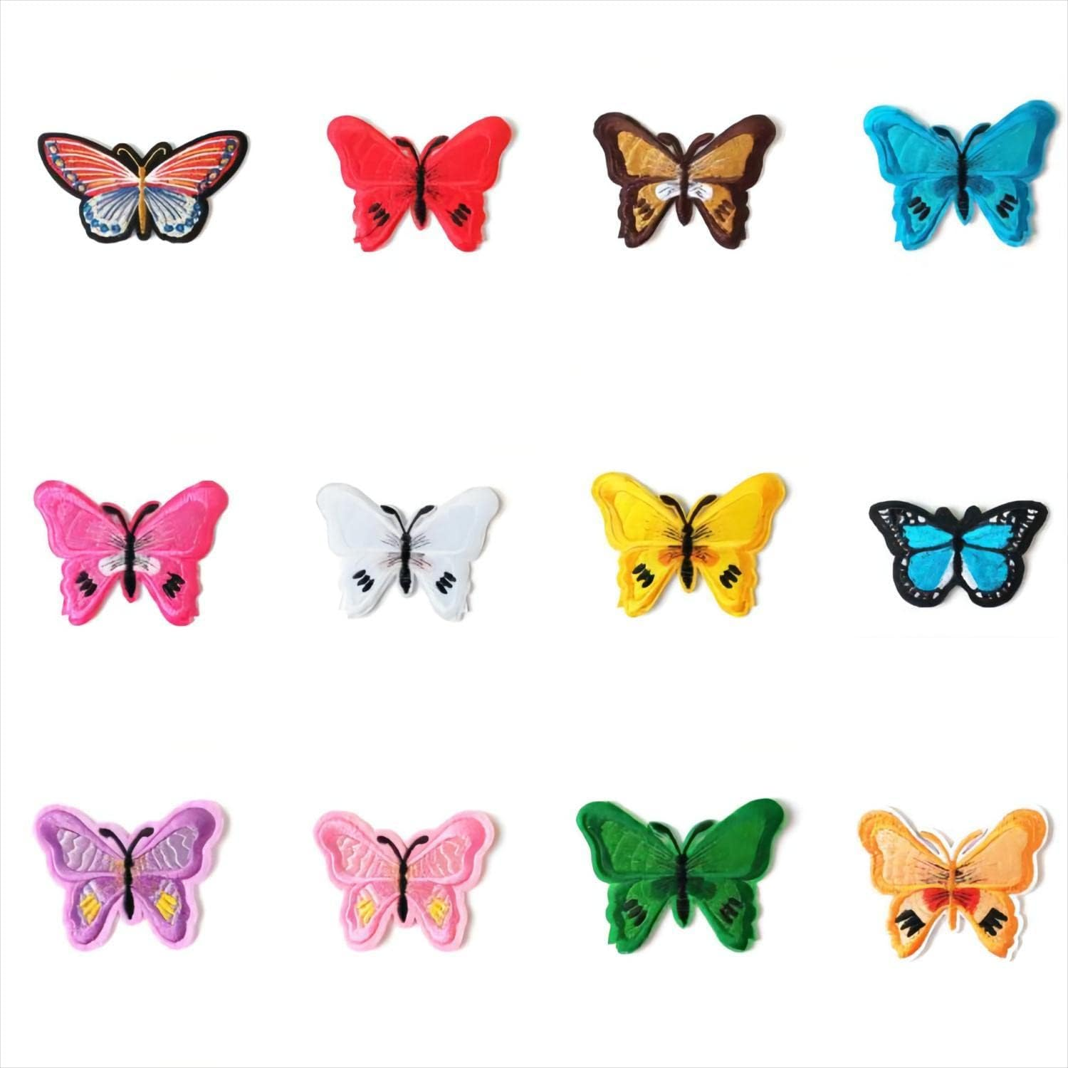 12 Pieces Butterfly Iron on Patches,Multicolor Embroidered Motif Applique Sew on Patch for DIY Jeans, Jacket, Kid'S Clothing,Bag,Cap, Arts Craft Sew Making Decoration image number 3