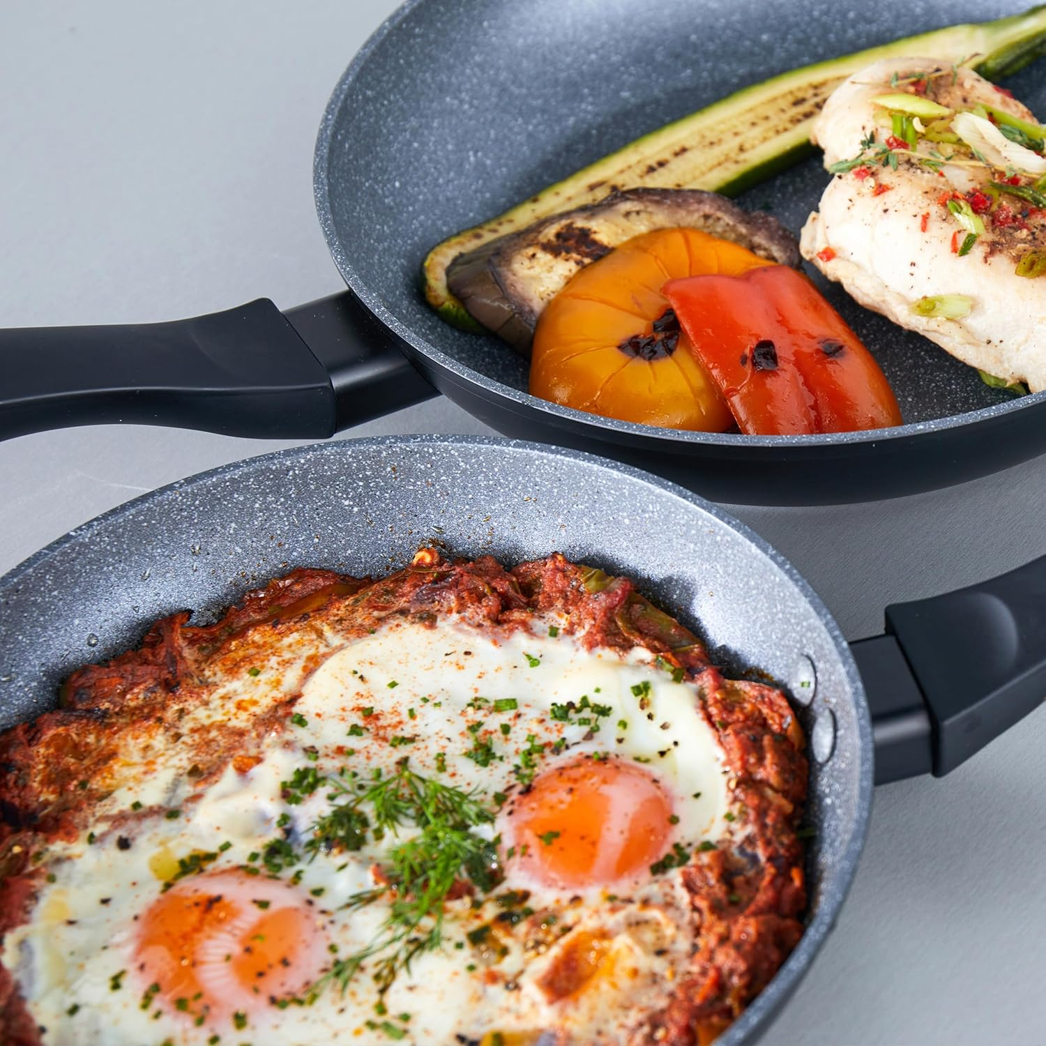 Russell Hobbs RH028001EU7 Metallic Marble 28 Cm Frying Pan - Non-Stick, Suitable for All Hob Types Including Induction, Cook Using Little to No Oil, Forged Aluminium Cookware, Soft-Grip Handle image number 5