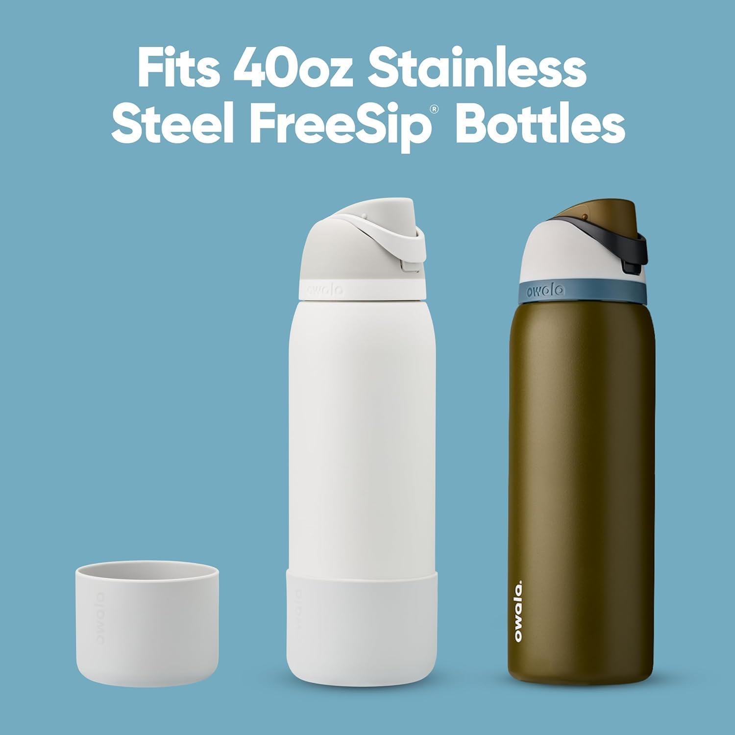 Owala Silicone Water Bottle Boot, Anti-Slip Protective Sleeve for Water Bottle, Protects Freesip and Flip Stainless Steel Water Bottles, 40 Oz, Grey image number 6