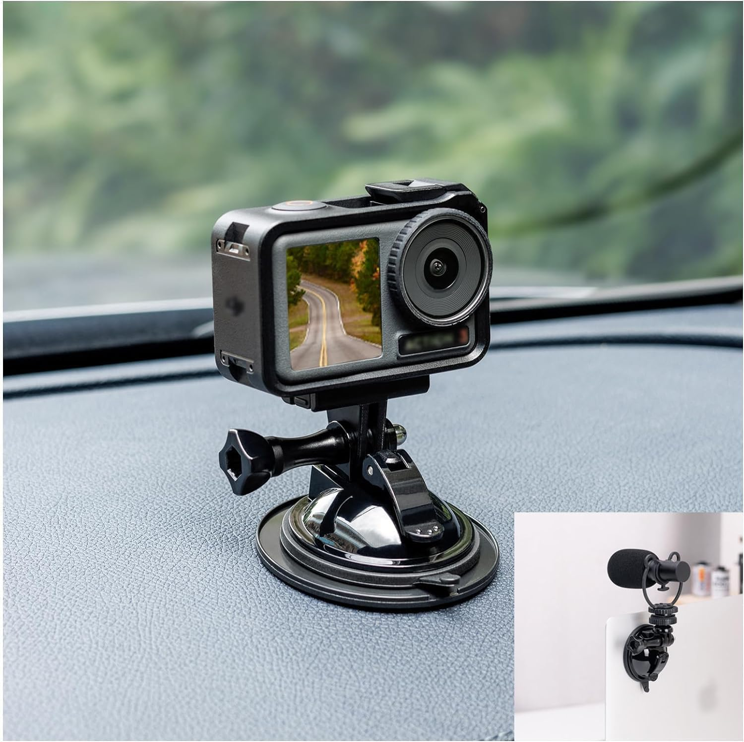 JJC Suction Cup Mount with 1/4"-20 Screw, Strong Stable Suction Cup Base for LED Light, Microphone, Gopro, DJI Action Camera Insta360 Car Mount image number 1