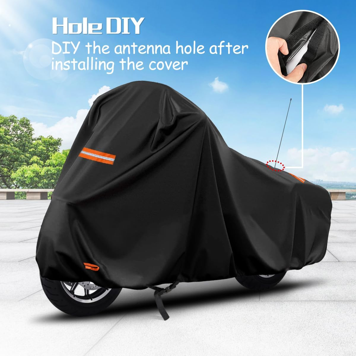 420D Motorcycle Cover for Harley Davidson Touring Models Road King, Road Glide, Street Glide, Electra Glide, Heritage Classic, Low Rider Outdoor Bike Cover Waterproof Fits up to 118&rdquo; Motorcycle image number 4