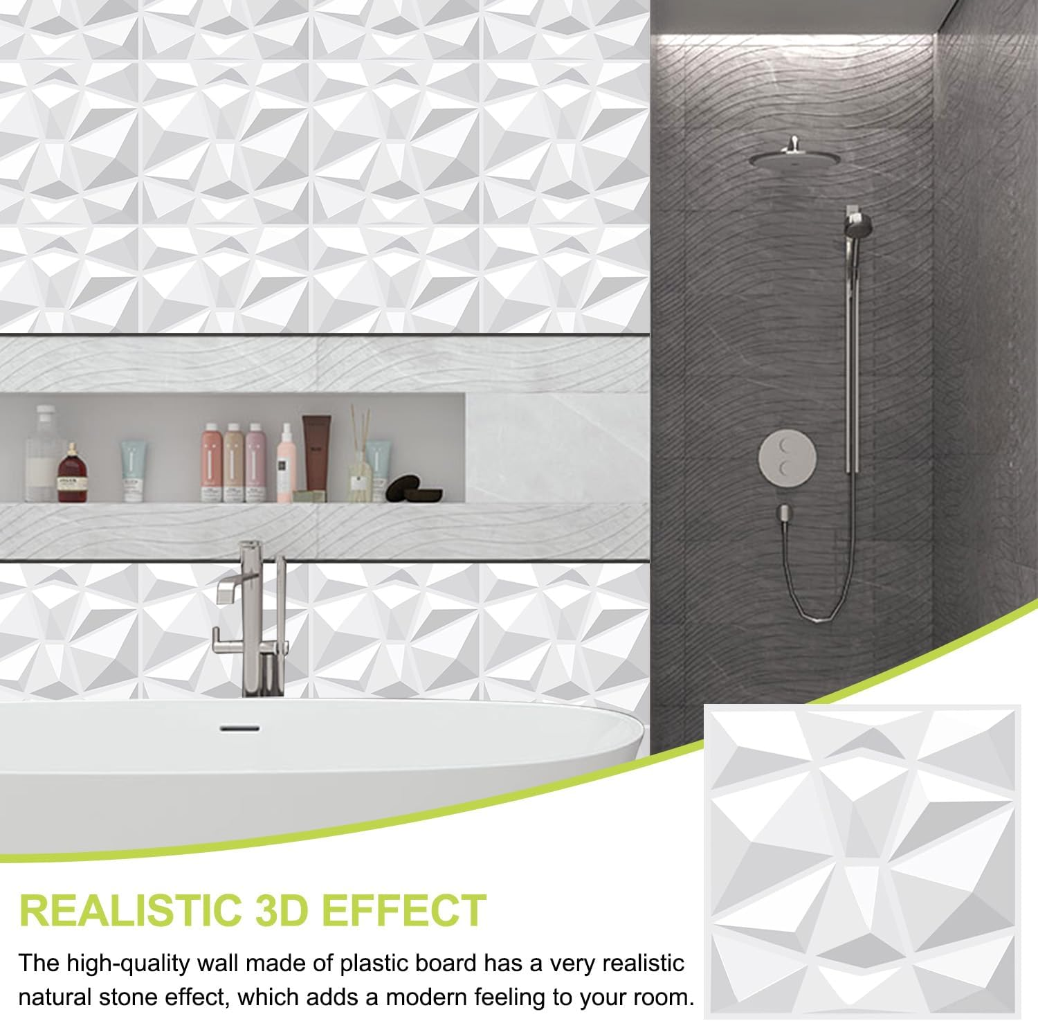 Pack of 12 3D Wall Panels, Self-Adhesive Stone Look, 30 X 30 Cm, Kitchen Back Wall Wallpaper, Wall Tiles, Self-Adhesive Wall Stickers for Interior Wall Decoration, for Furniture, Wall, Door, image number 6