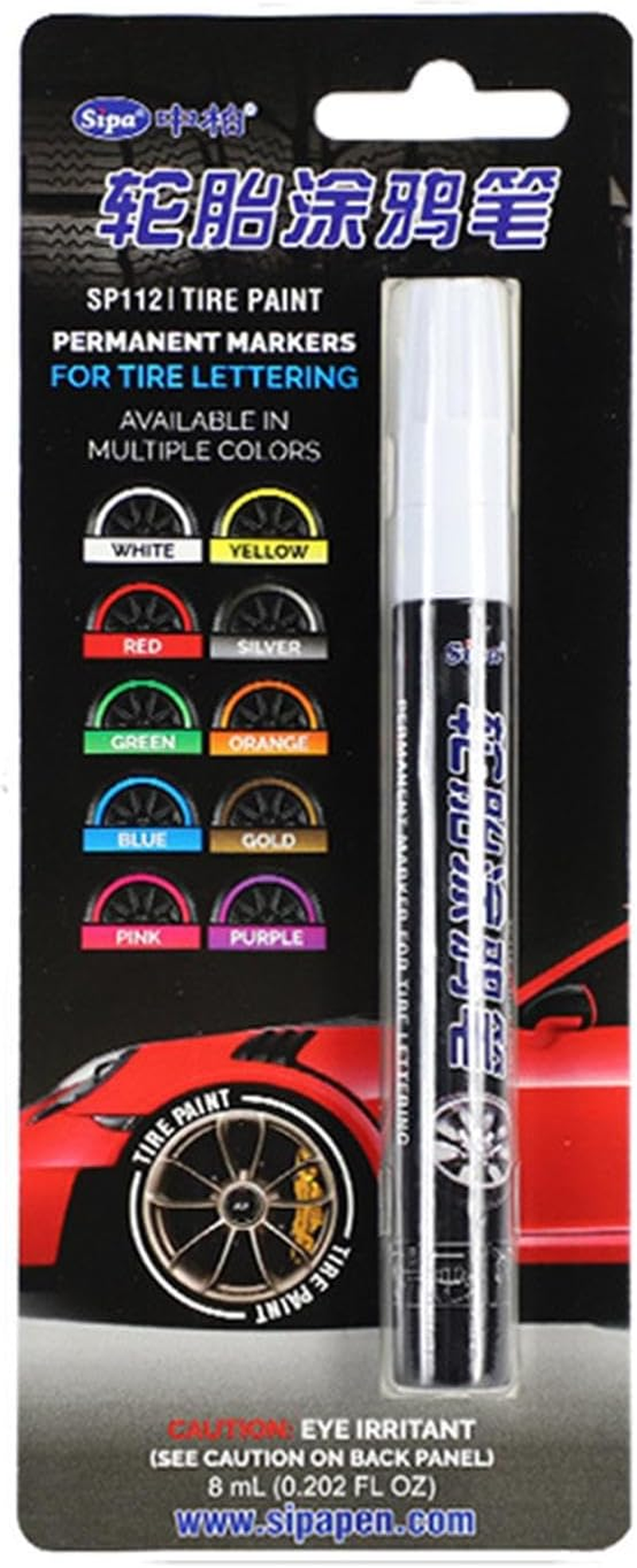 Tyre Marker Paint, Tire Paint Marker Smooth Ink Touch-Up Pen for Tire, Glass, Black Paper, Fabric, Ceramic, Car Decoration Accessories image number 1