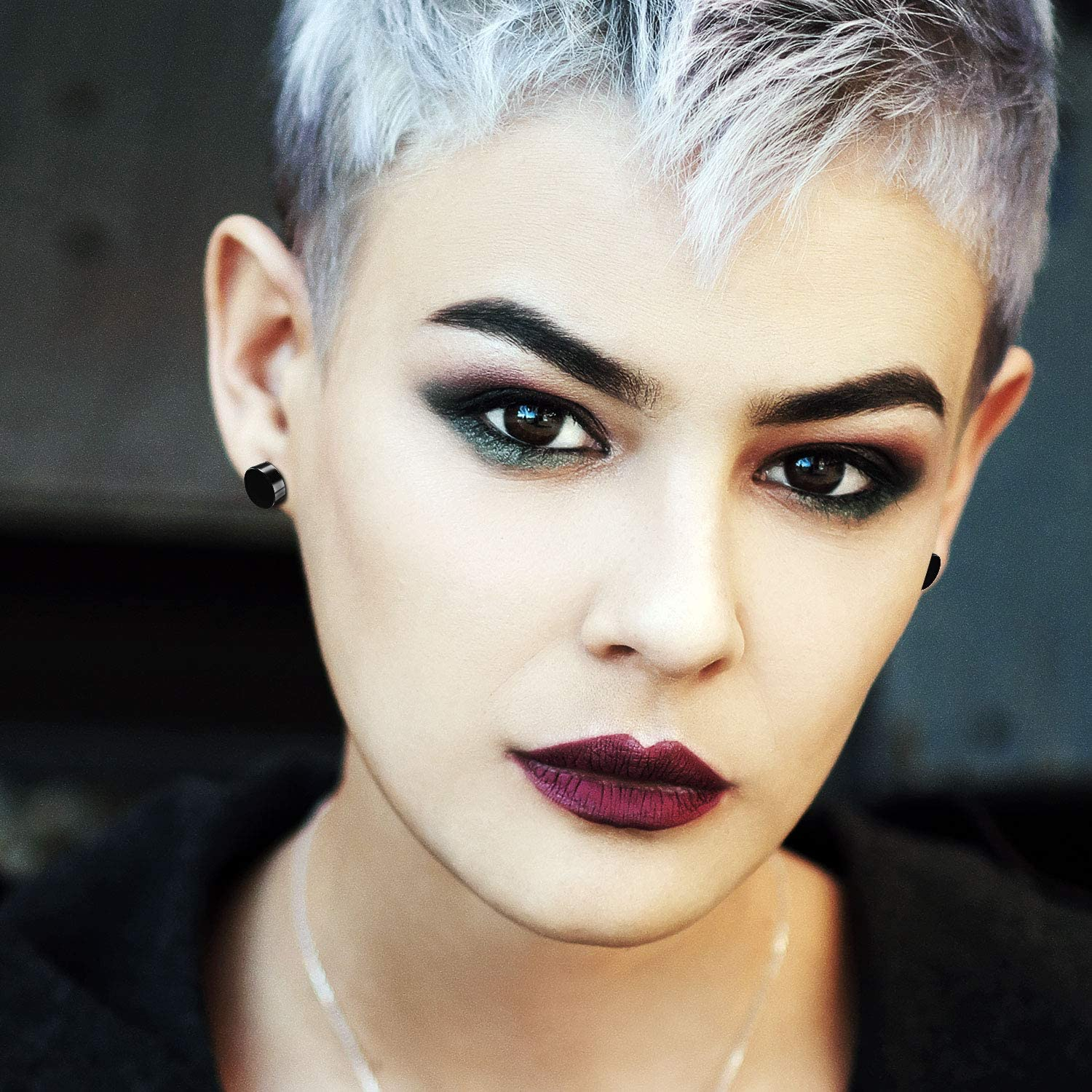 Weyeena10 Pairs Magnetic Stud Earrings for Men Stainless Steel Magnetic Earrings, Non-Piercing Cross Dangle Hoop Earrings Unisex Gauges Clip on Earring CZ Magnet Earring Set image number 4