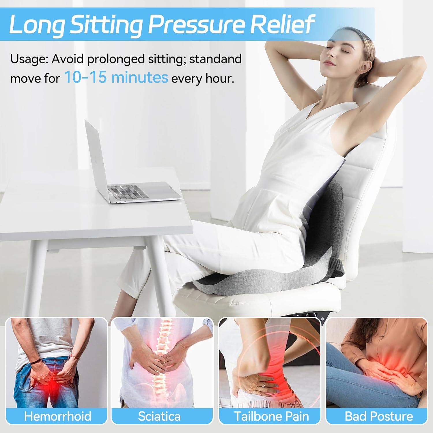 Leqsdijk Trucker Seat Cushions for Long Sitting, Semi Truck Seat Cushion with Lumbar Support, Truck Seat Cushion for Back Pain and Supporting the HIPS, Trucker Essentials (YTZD0001, Average Size)