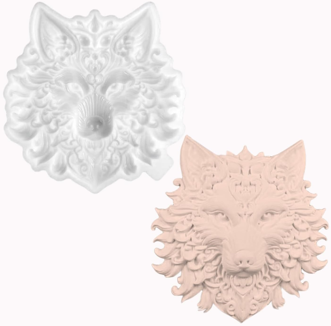 XYQHOAC Wolf Head Resin Molds 3D Animal Silicone Mold Wolf Epoxy Resin Molds Wall Hanging Resin Mold Wolf Head Silicone Molds for Resin Casting DIY Art Crafts Wall Door Decor (White)