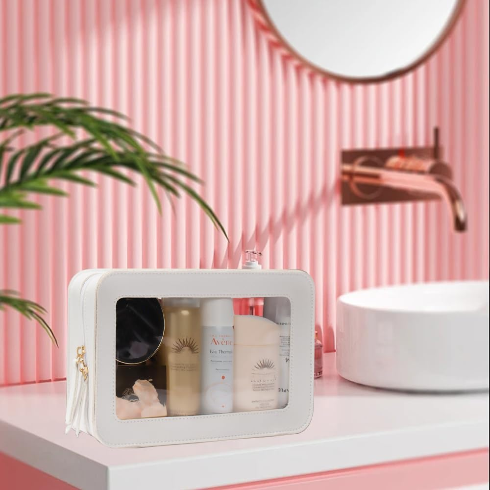 DDPOND Clear Makeup Brush Holder, Travel Makeup Brush Pouch Makeup Brush Bag Organizer Makeup Brush Travel Case with Zipper Waterproof Makeup Travel Case Cosmetic Bag for Women - Gold image number 4