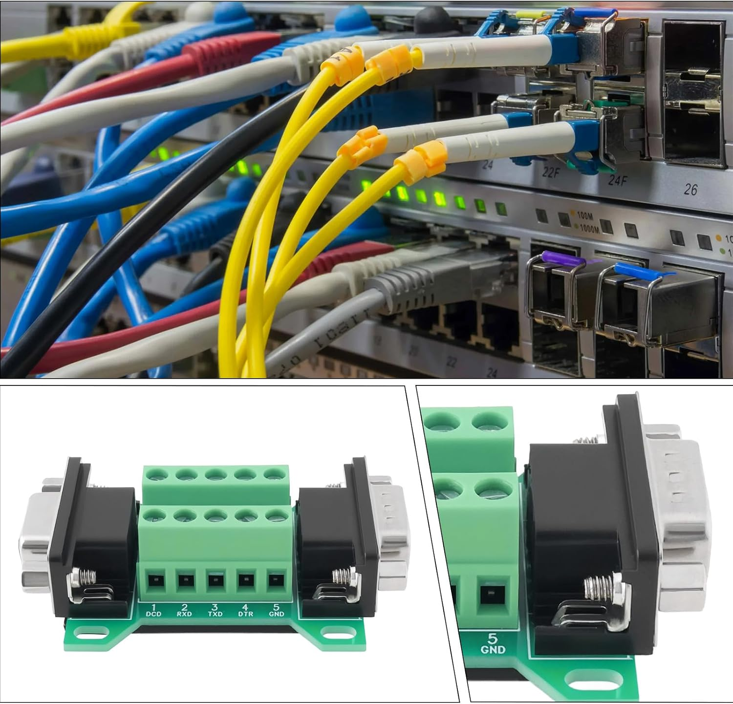 VGOL 2Pcs DB9 Male to Female Breakout Board Rs232 D-Sub Serial to 9 Pin Terminal for Automatic Industrial Control Equipment Cash Register image number 1