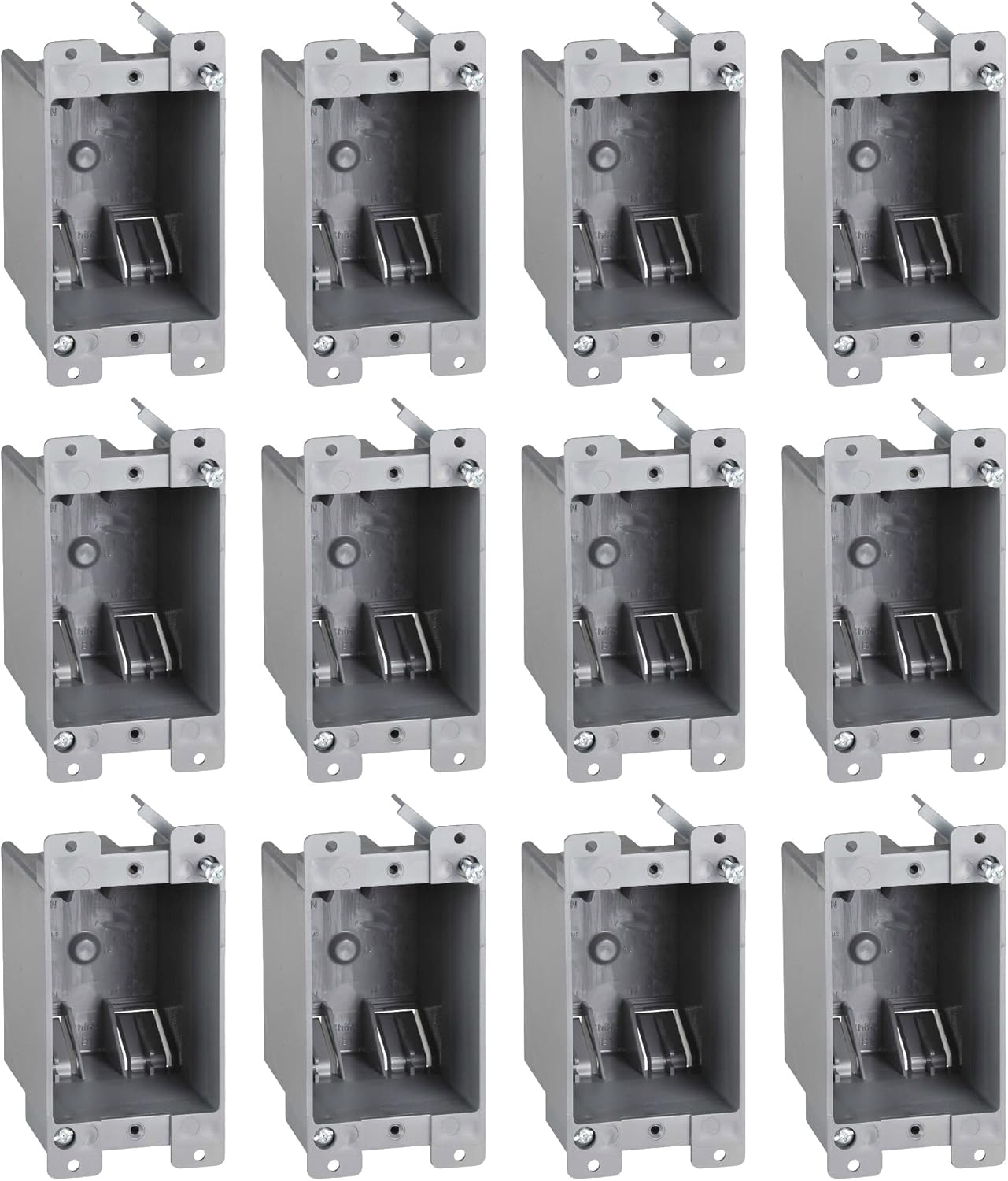 Newhouse Hardware 1-Gang PVC Old Work Electrical Outlet Box (12-Pack) | 14 Cu. In. Plastic Junction Box for Switches, GFCI, or Duplex Receptacle Outlet | Old Work Electrical Box for Home Improvement image number 4