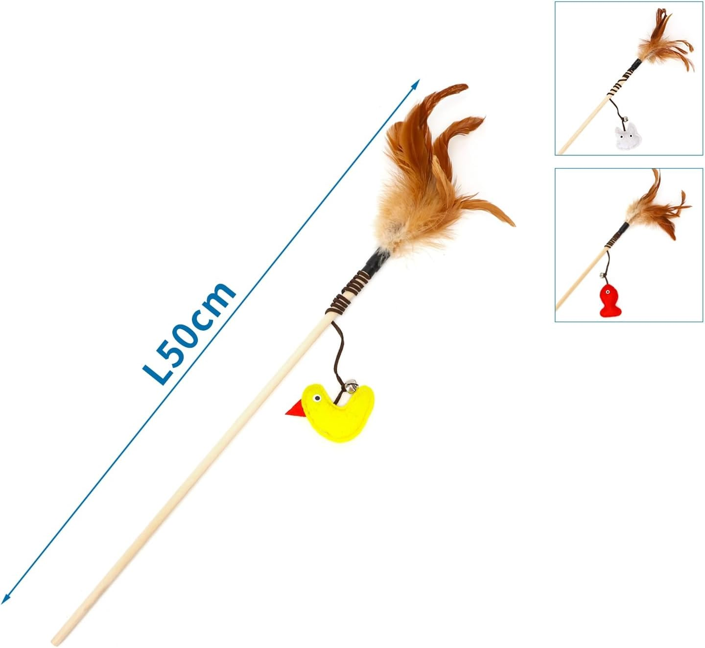 Patapalooza Cat Toy with Feathers and Rope, Ideal for Promoting Pet Movement and Interactive Play image number 1