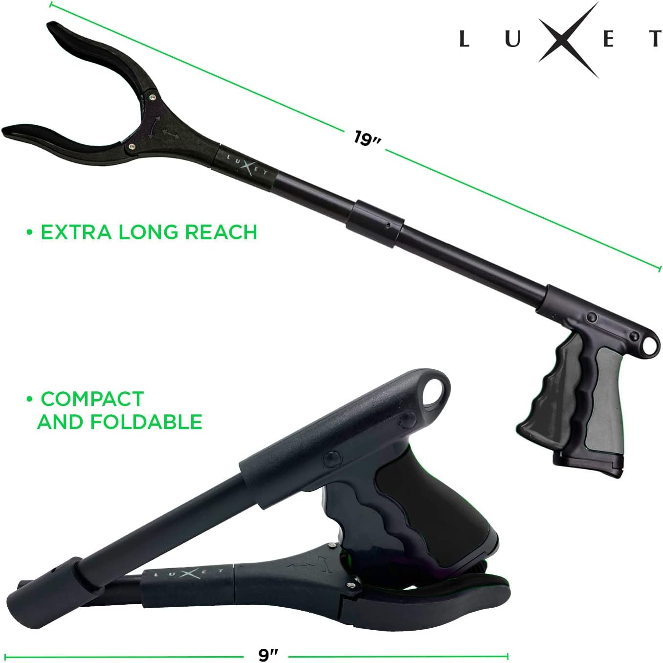 Grabber Tool 19" Aluminum Magnetic Claw, Rotating Lightweight Foldable Reacher Grabber Pickup Tool, Gripper Grabbers for Elderly Grab It Reaching Tool Trash Picker Grabber, Black, by Luxet image number 4