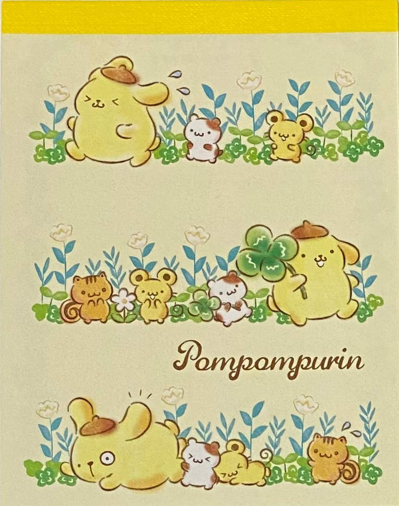 Yamanoshigyo Sanrio Pompompurin Mini Block Notepad Memo Pad Paper 2Design 100Sheets Japan (Walking) image number 3