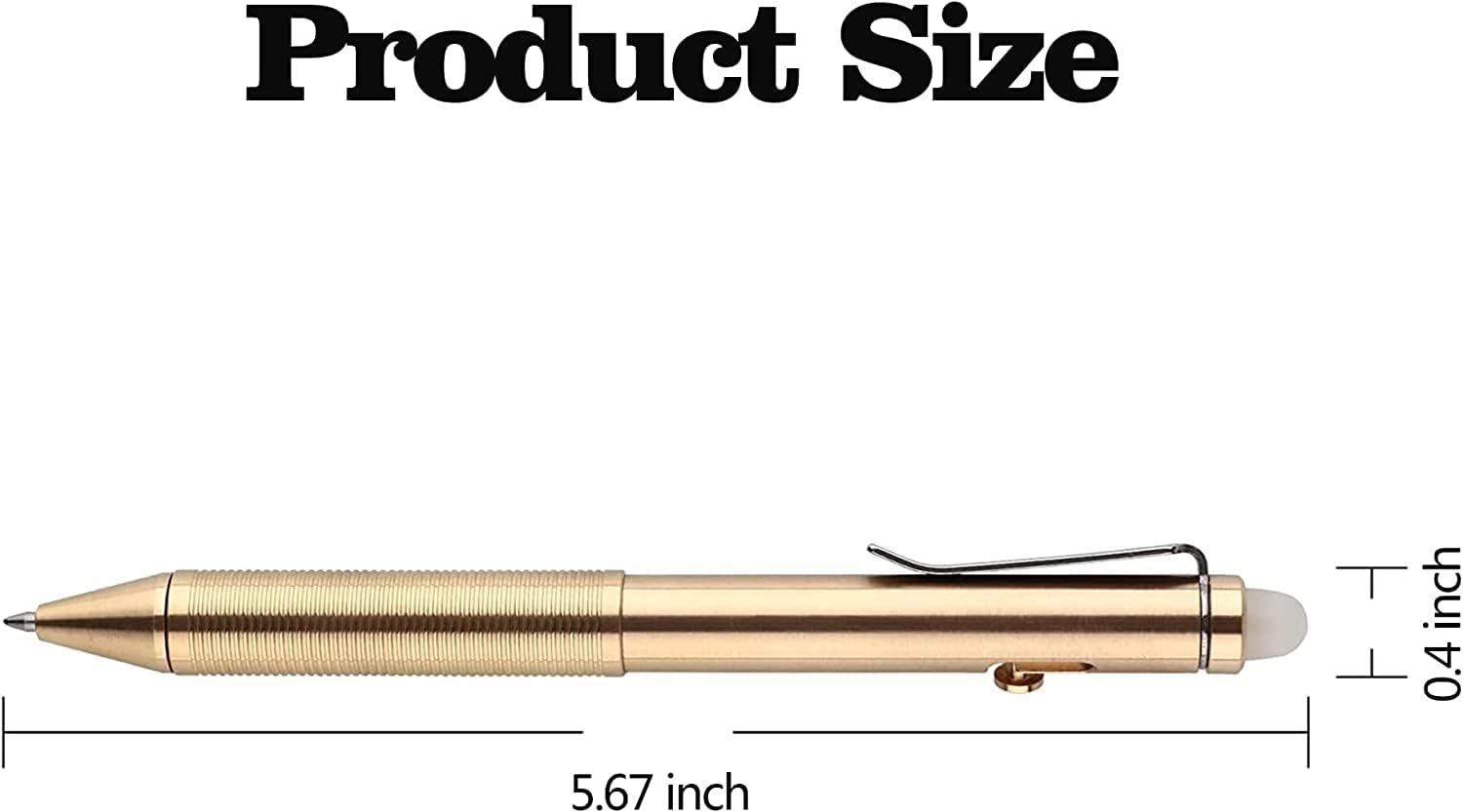 SMOOTHERPRO Erasable Solid Brass Ballpoint Pen Compatible with Pilot Frixion Refill for Office School EDC Color Natural(Ep02Gd) image number 2