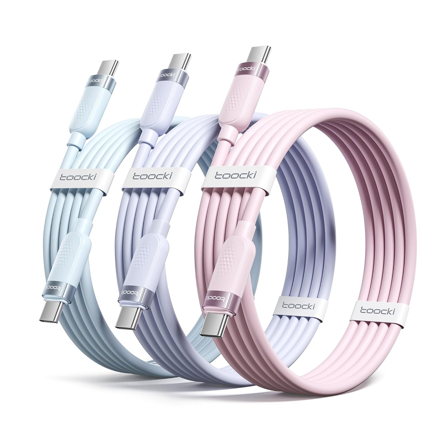Toocki 3-Pack 2M USB-C to USB-C Cables 60W, Fast Charging Silicone Cords Compatible with Iphone 17 Pro Max/16, Ipad Pro, Samsung Galaxy S25/S24/S23, Switch, Macbook Air, Pixel (Multi-Color)