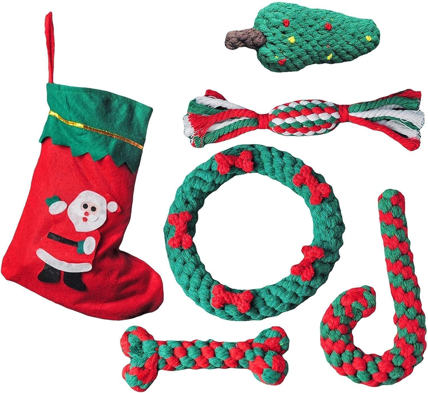 Christmas Dog Cotton Rope | Dog Teething Rope - Dog Accessories for Gum Massage and Oral Healthy for All Breeds, to Dogs image number 5