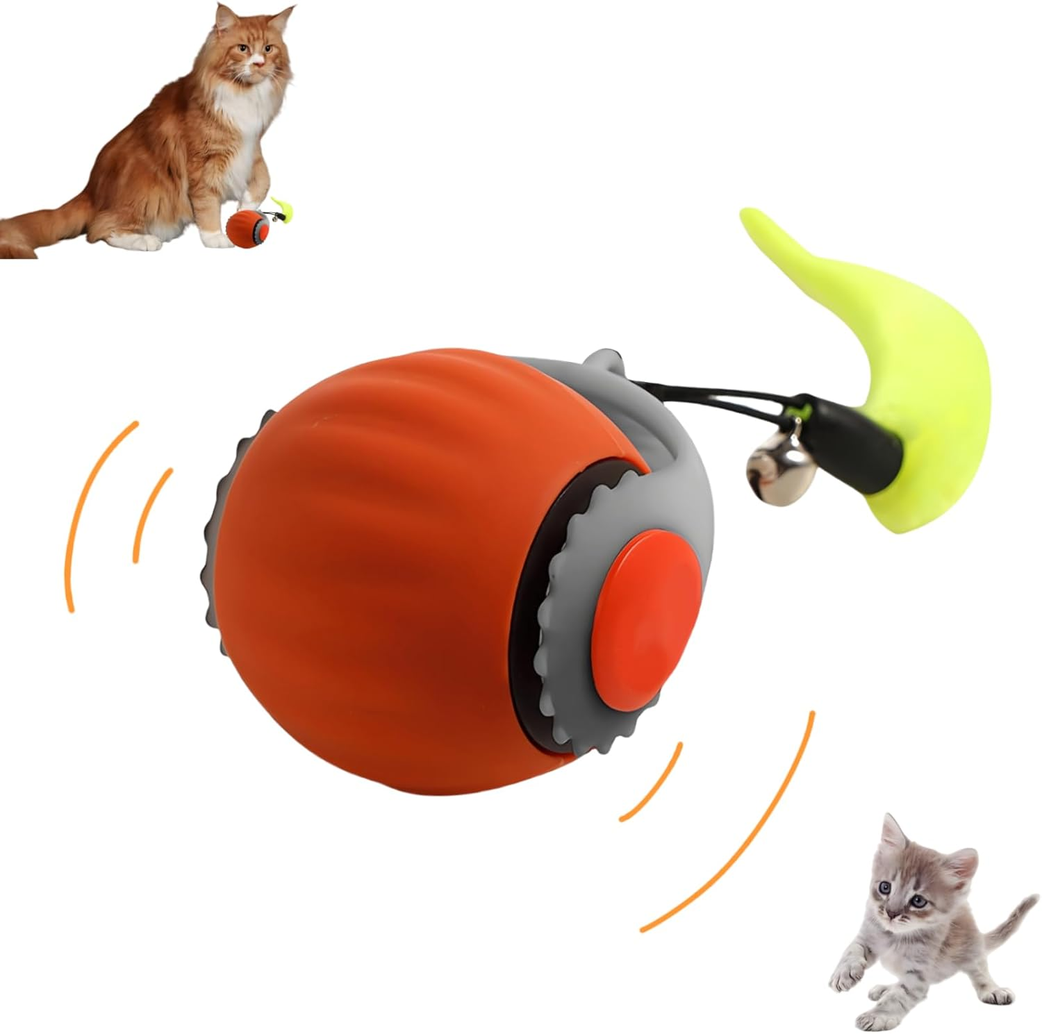 Interactive Cat Toy Ball, Automatically Moving Cat Toy Ball， Rechargeable Silicone Premium Self Rotating Ball, Pet Ball Toy, Indoor Smart Cat Toy,Toys for Kittens (Blue, S)