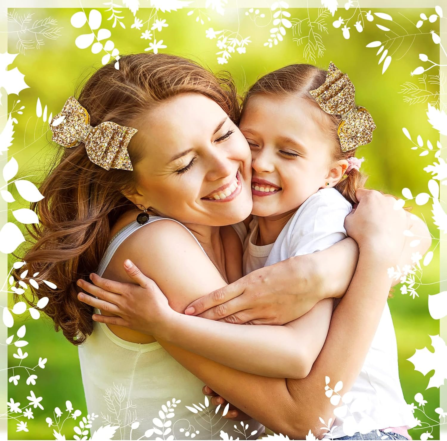 6 Pcs 5 Inch Glitter Sequin Boutique Hair Clips - Sparkly Bowed Accessories for Baby, Toddler, Teen Girls (Gold) image number 4