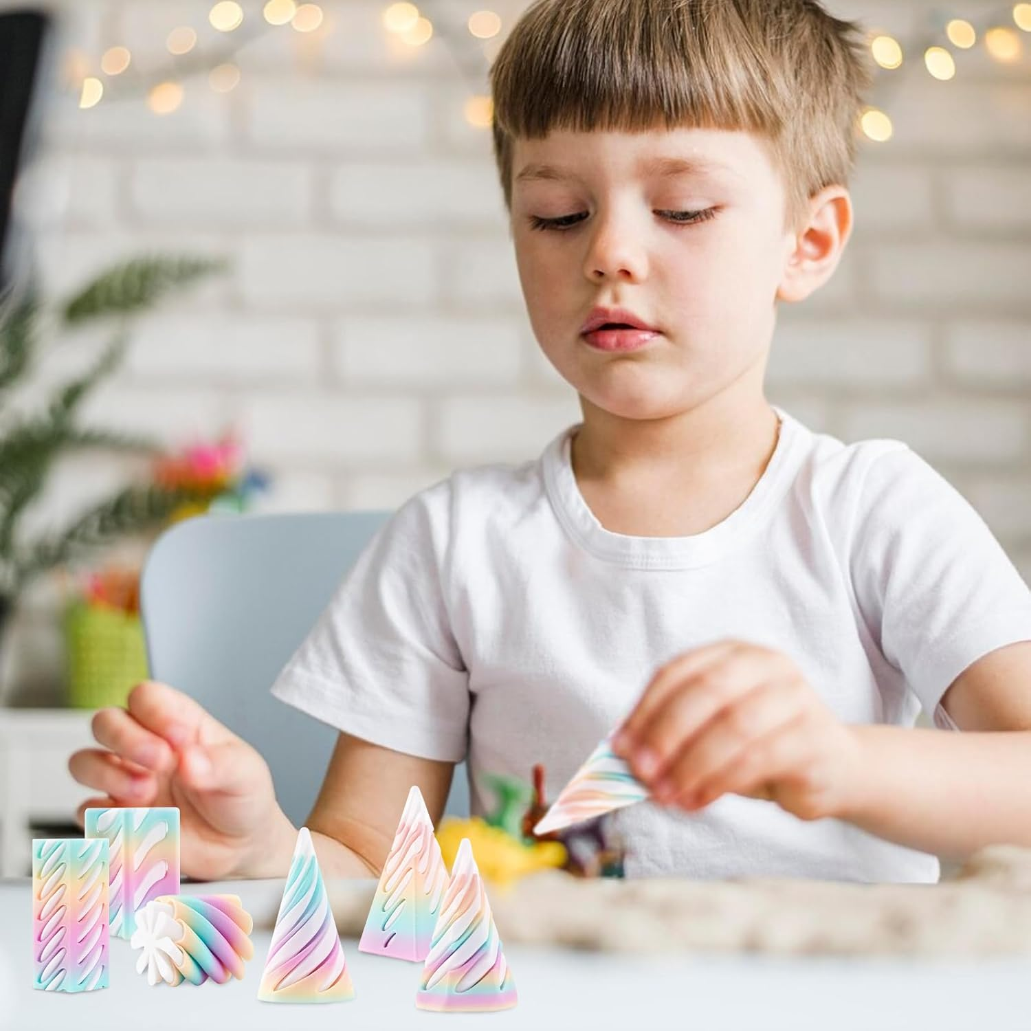 Homiliky 6 PCS 3D Printed Spiral Cone Fidget Toy the Impossible Spiral Fidget Toy 3D Printed Decompression Spiral Cone Toys Mini Stress Relief Decorations Toy for Kids Adult Gift