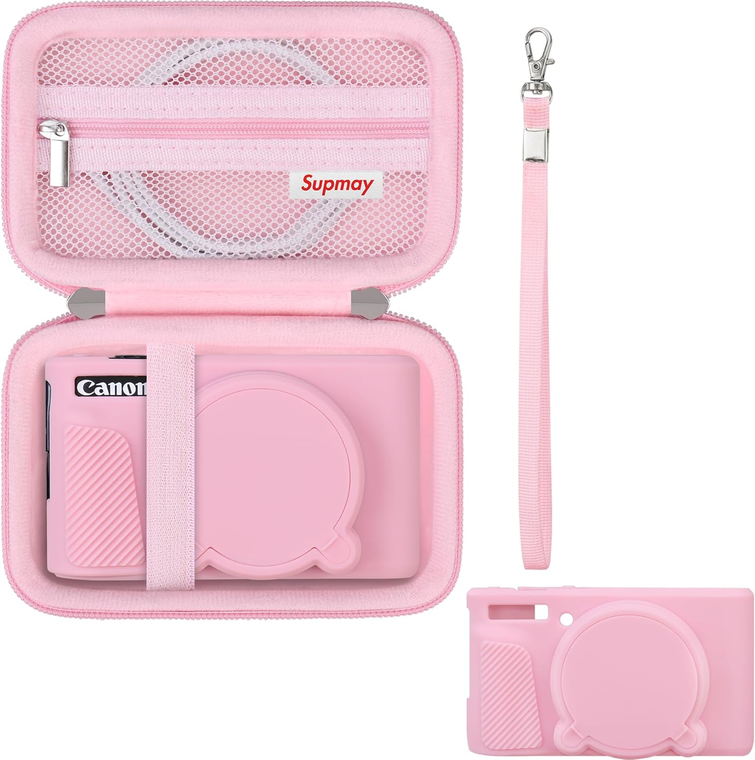 Supmay Case for SX740 SX730 Camera, SX740 SX730 HS Camera Case Bundle, Include Hard Carrying Case*1+Soft Silicone Camera Case*1, Compatible with Canon Powershot SX740/ SX730 HS Digital Camera, Black