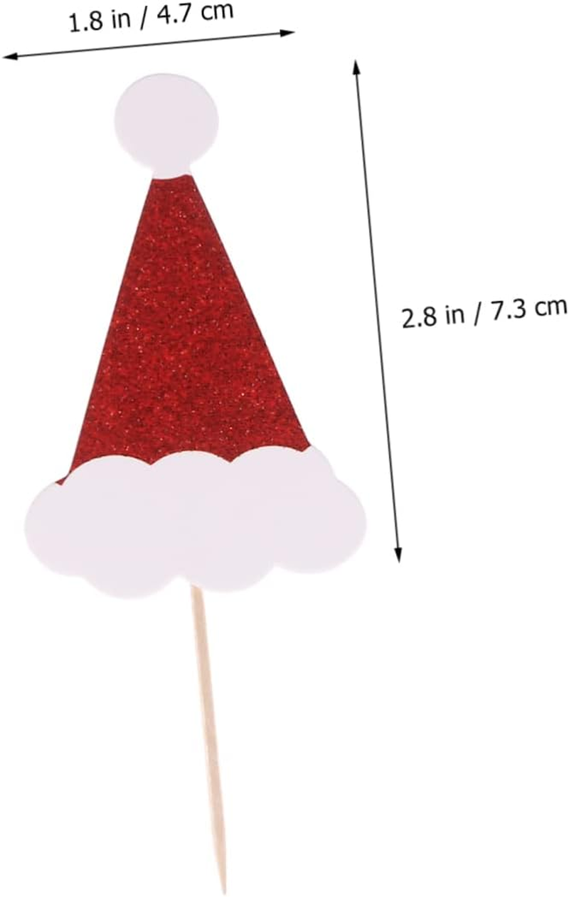 LABRIMP Design Cartoon Christmas Hat Pattern 24Pcs Cake Toppers Food Picks Decorative for Christmas Parties image number 5