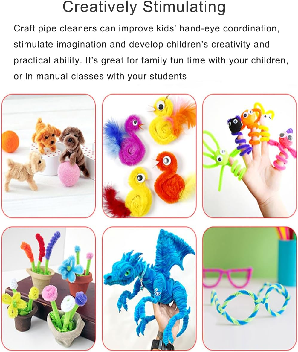 Green Pipe Cleaners, 100 Pieces Chenille Stems Craft, 12 Inch Long Fluffy Pipe Cleaners for Creative DIY Art Craft Projects, Home Decoration Supplies (6 Mm X 30 Cm, Green Series-4 Colors) - Blue Serie-200Pcs image number 5