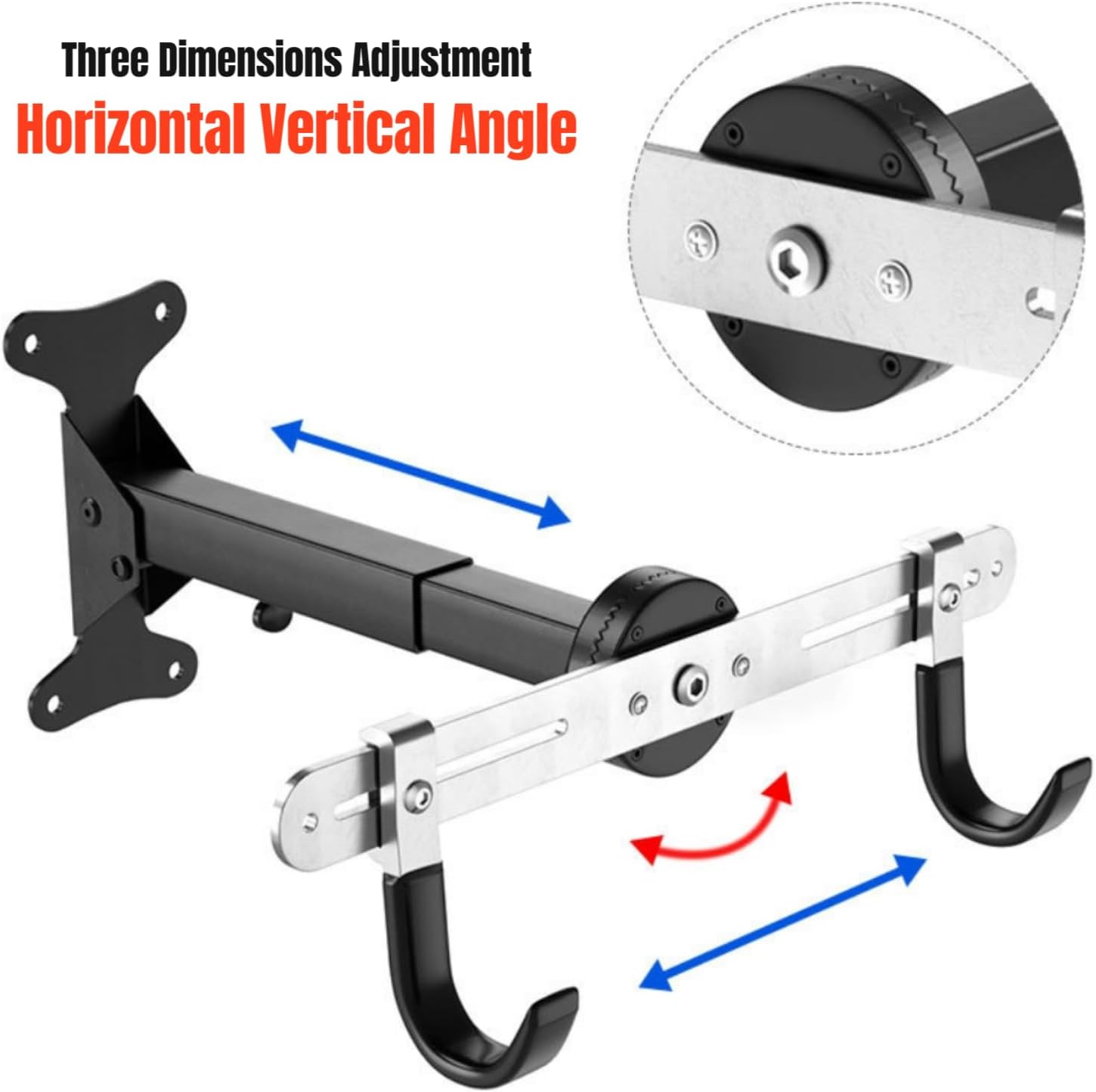 Bike Wall Mount - Horizontal Storage Rack for Hanging Bicycles at Home or in the Garage - Adjustable Bike Hanger and Holder - Wall-Mounted Bike Rack Hooks for Mountain Road and Hybrid image number 4