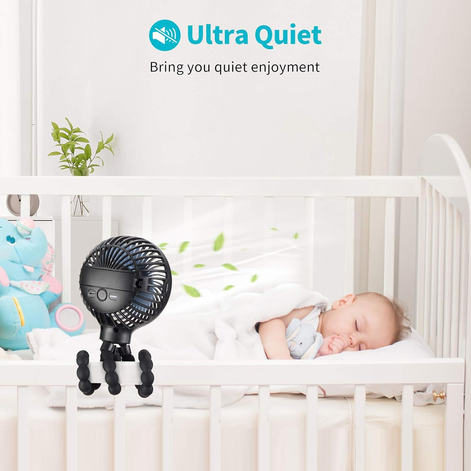 Stroller Fan, 3 Speed Portable Clip on Pram Fan for Baby, Personal Desk Fan with Flexible Tripod, Mini Handheld Fan for Car Seat, Treadmill, Camping