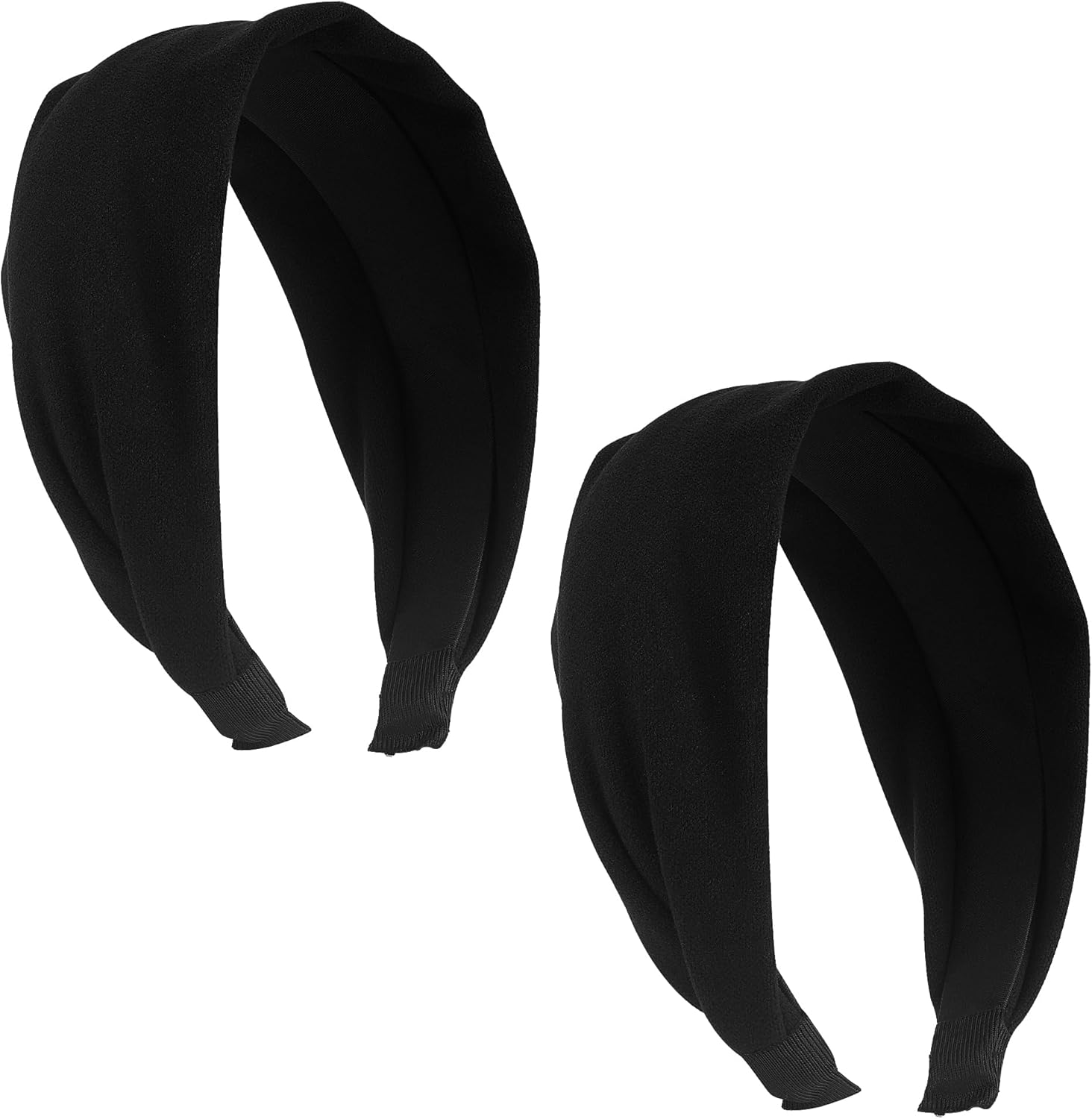 Linkidea 2 Pack Women'S Extra Wide Headbands 2.6" Wide, Soft Stretchy Fabric Non Slip Elastic Hair Band for Girls, Breathable Headbands for Yoga Hair Accessories (Black) image number 1