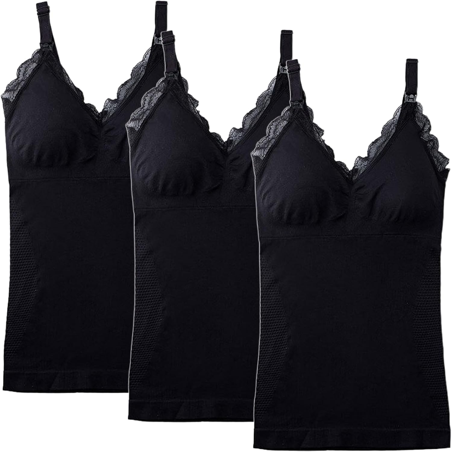 Dress Cici Nursing Tank Top Lace Trim Wire-Free Front Closure, 3 Pack