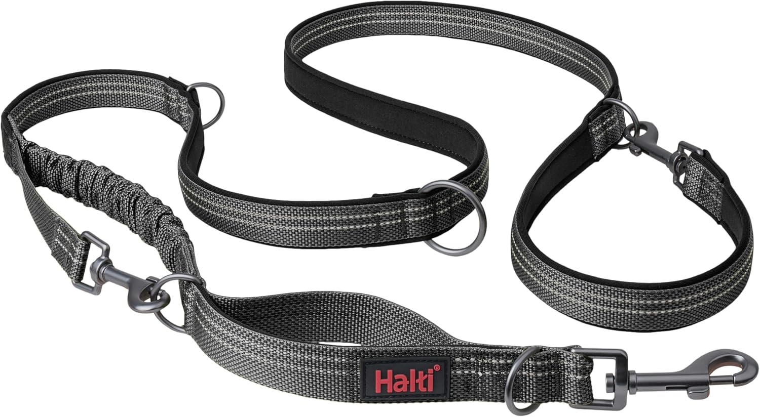 HALTI Anatomy Multifunctional Dog Lead &ndash; Shock Absorbing Double-Ended Lead, Ideal for Dog Walking & Training. Comfortable to Hold, Reflective & Lightweight. Suitable for Puppies (Size Large, Green)