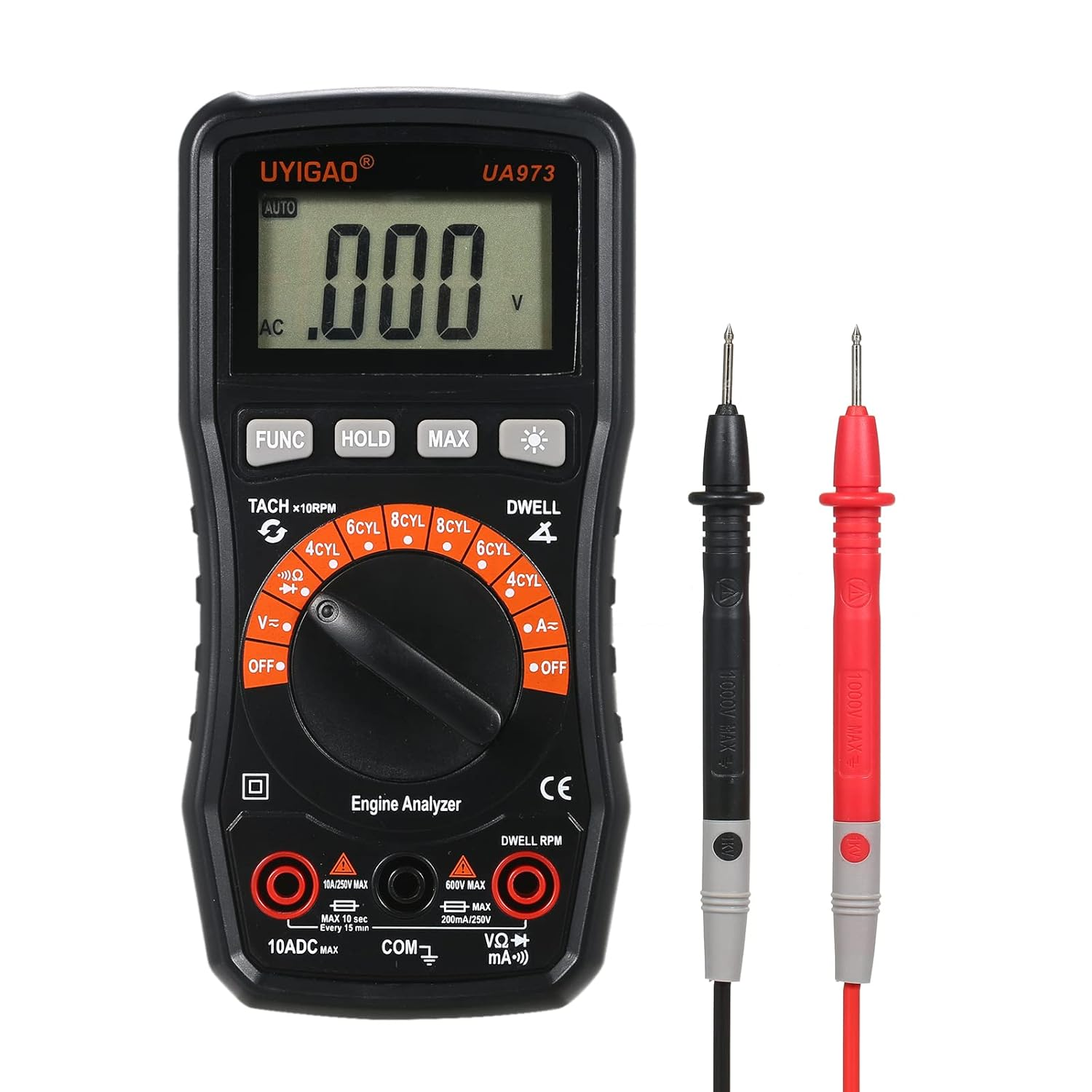 Car Multimeter, UA973 Digital Automotive Multimeter Tester Meter NCV TRMS 2000 Counts Engine Analyser Multimeter image number 3
